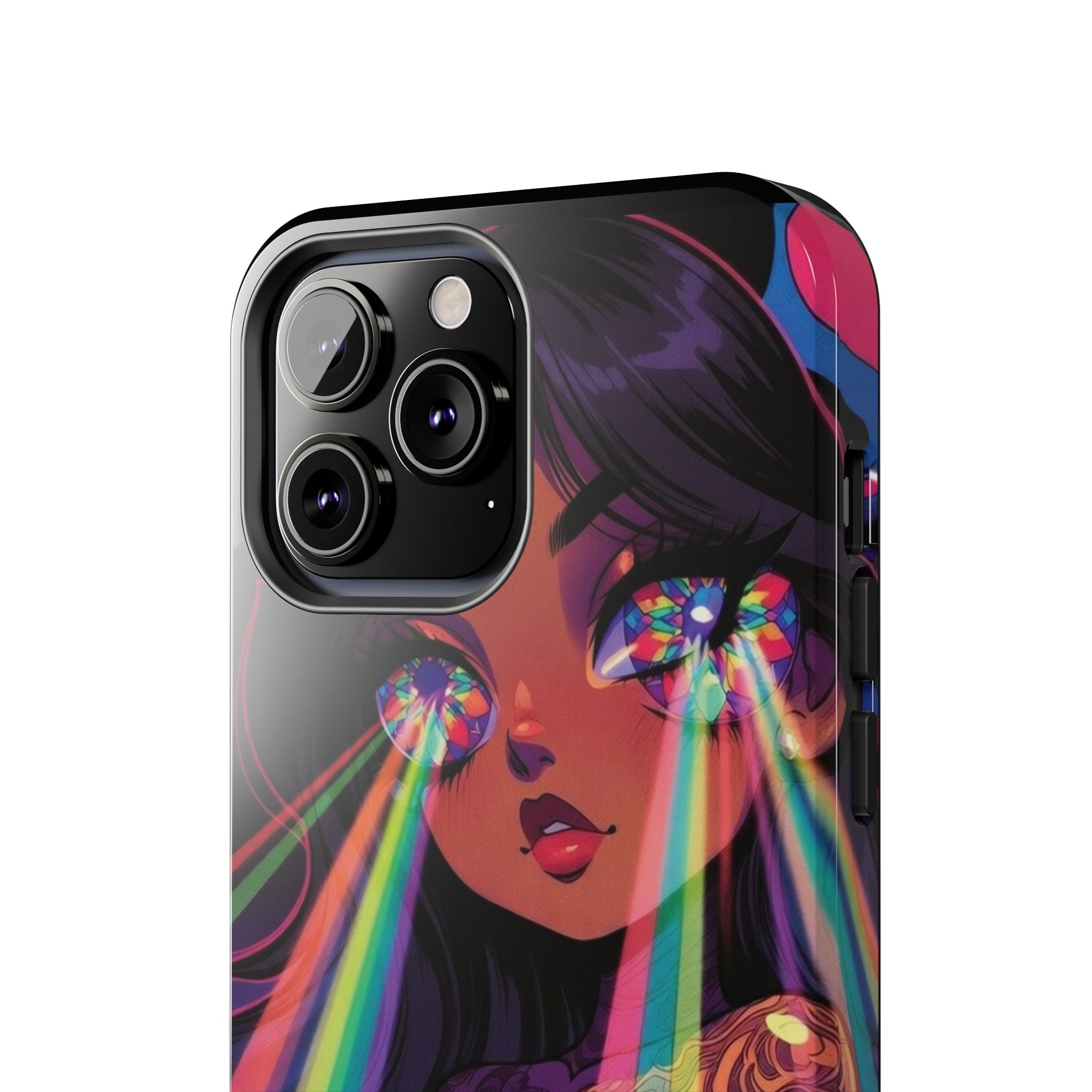 Psychedelic Rainbow Gaze Phone Case | Neon Portrait, Vaporwave Art
