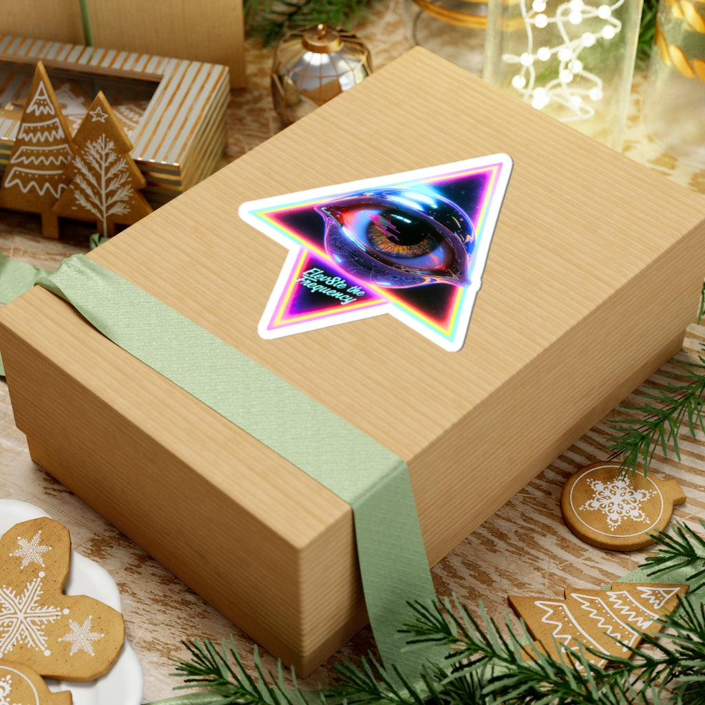 Elevate the Frequency All-Seeing Eye Neon Pyramid Sticker
