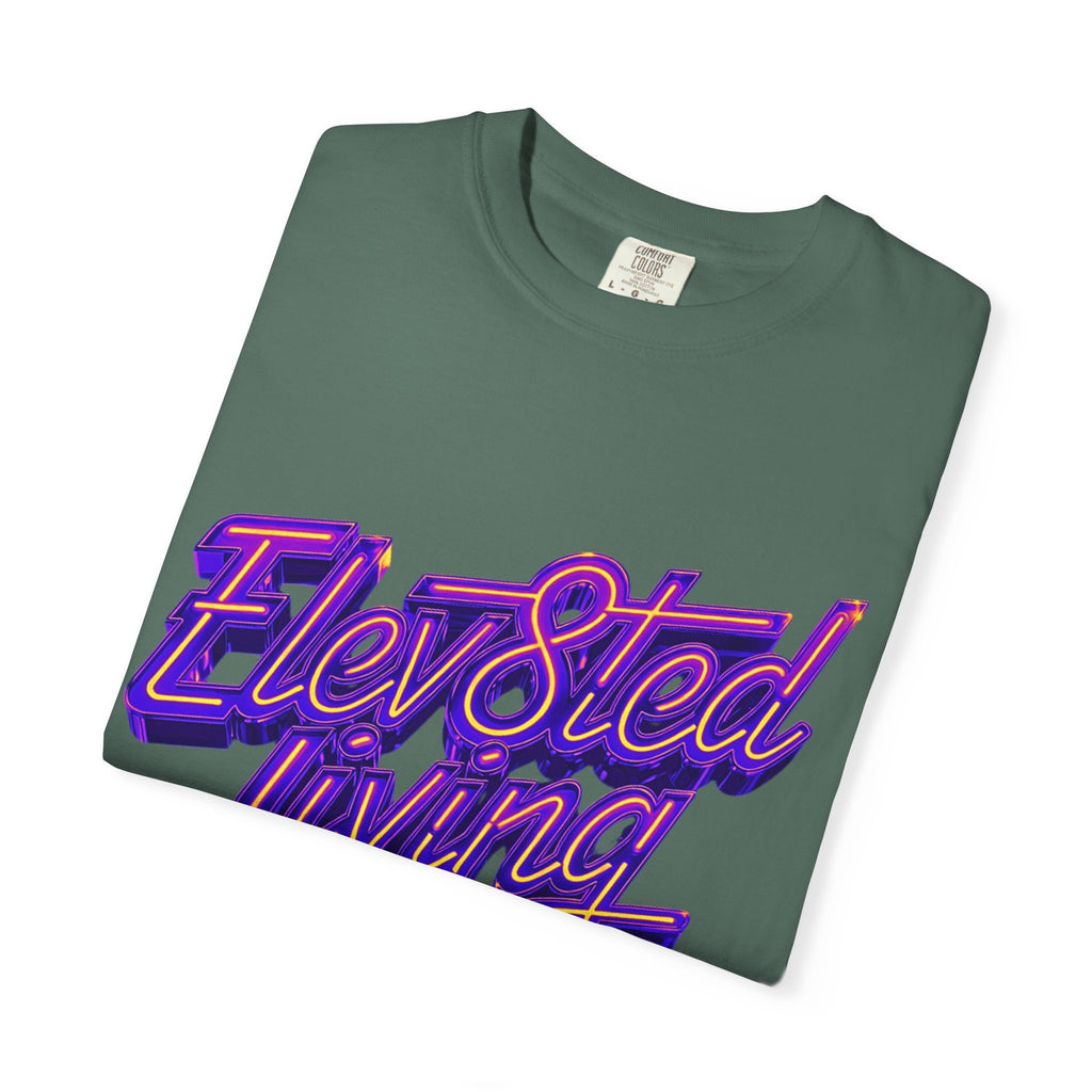 Elev8ted Living Neon Tee — Purple & Yellow Garment-Dyed T-Shirt