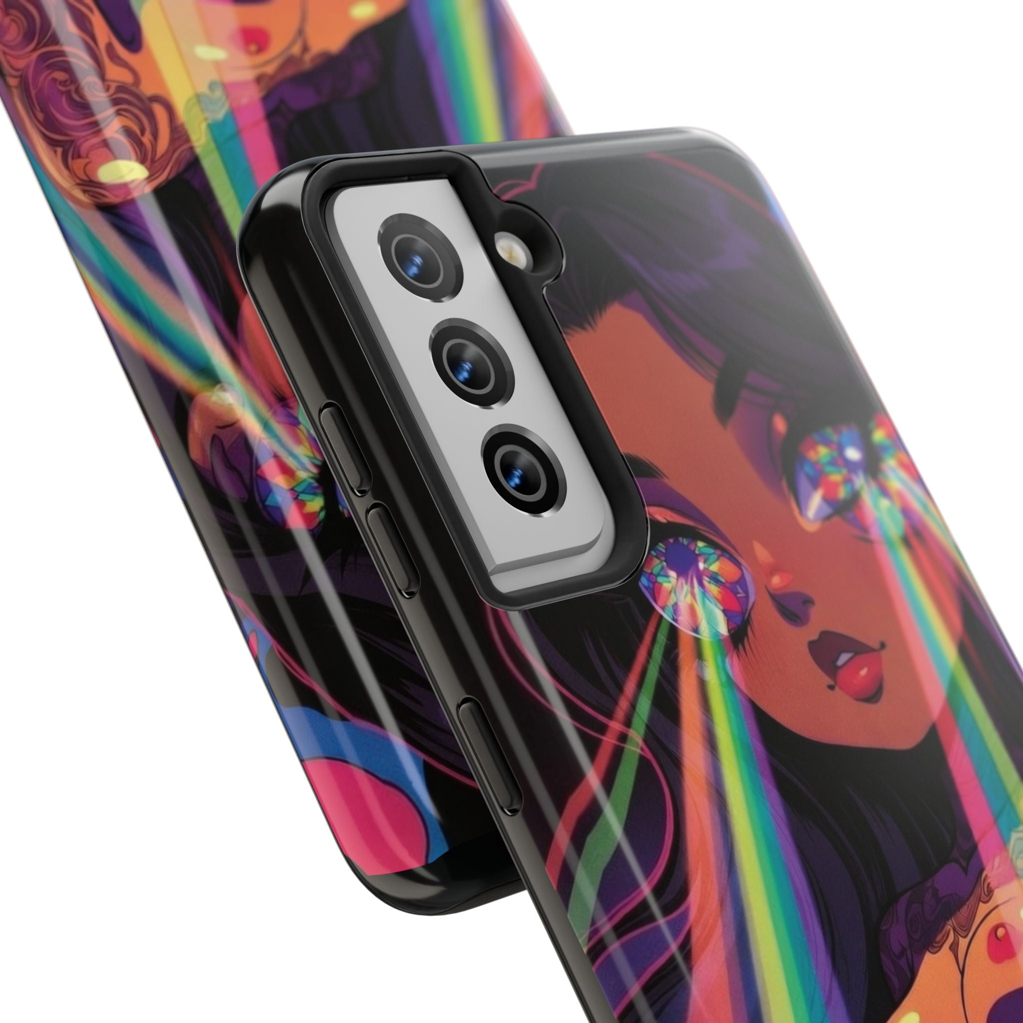 Psychedelic Rainbow Gaze Phone Case | Neon Portrait, Vaporwave Art