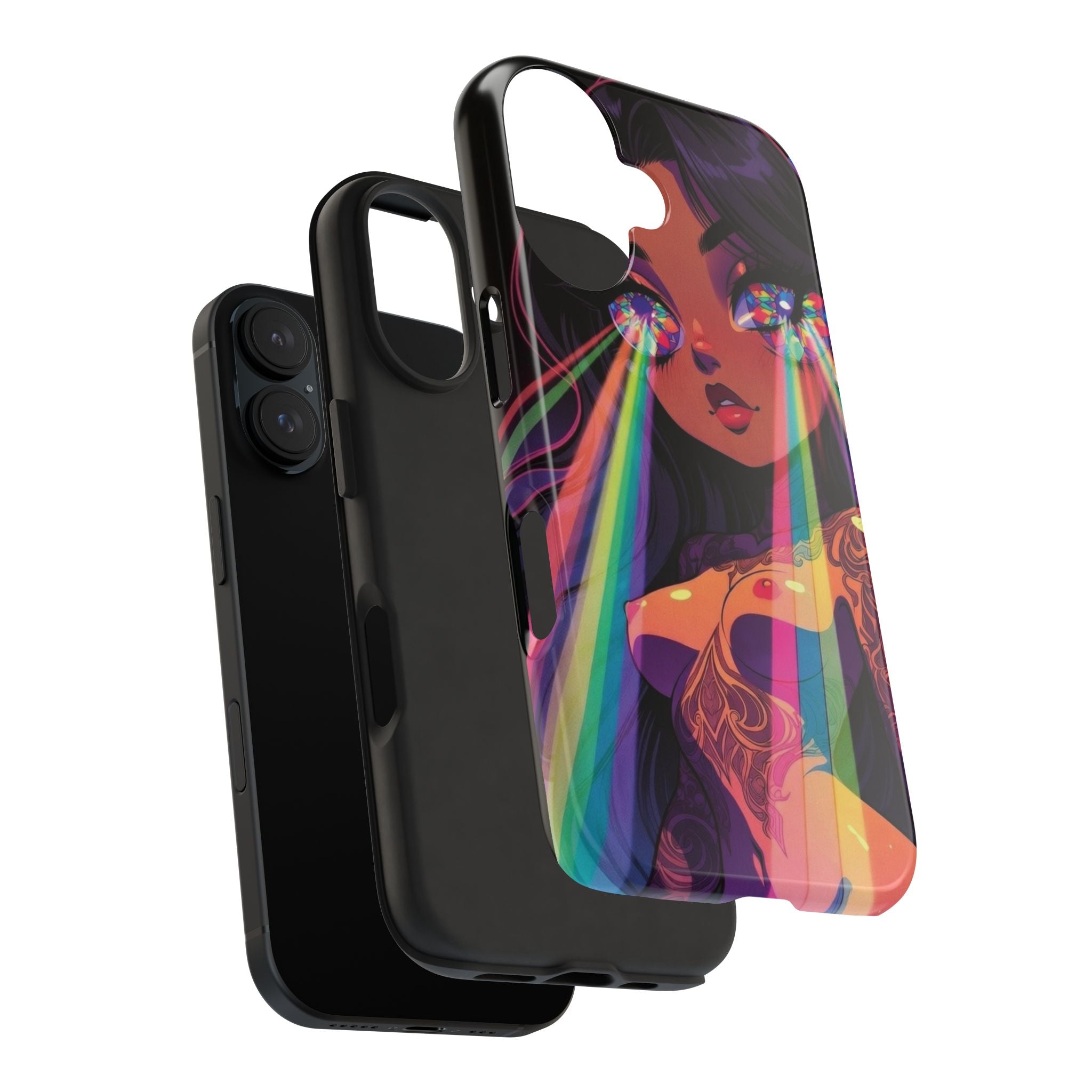 Psychedelic Rainbow Gaze Phone Case | Neon Portrait, Vaporwave Art