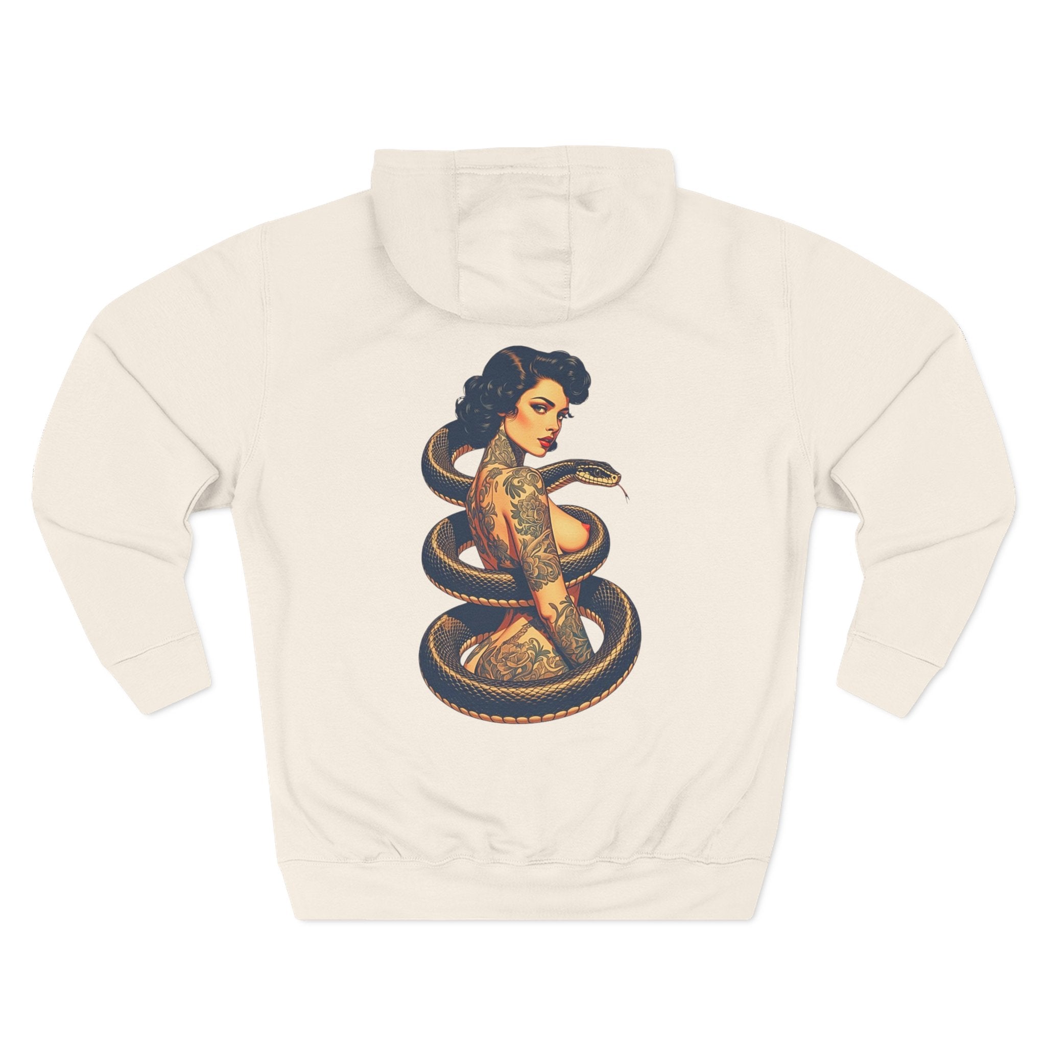 Elev8ted Living Tattoo Pin-Up Hoodie — Snake & Gothic Script