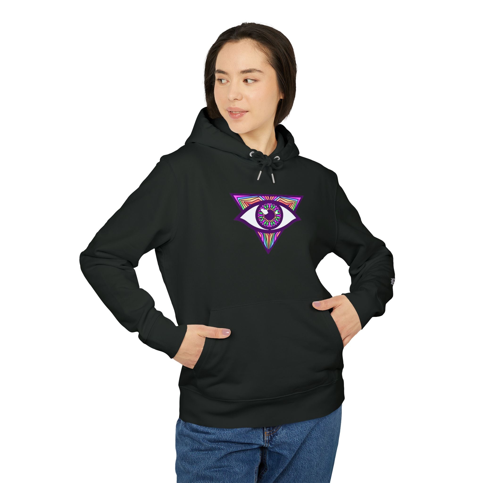 Psychedelic All‑Seeing Eye & Kaleidoscope Girl Hoodie —