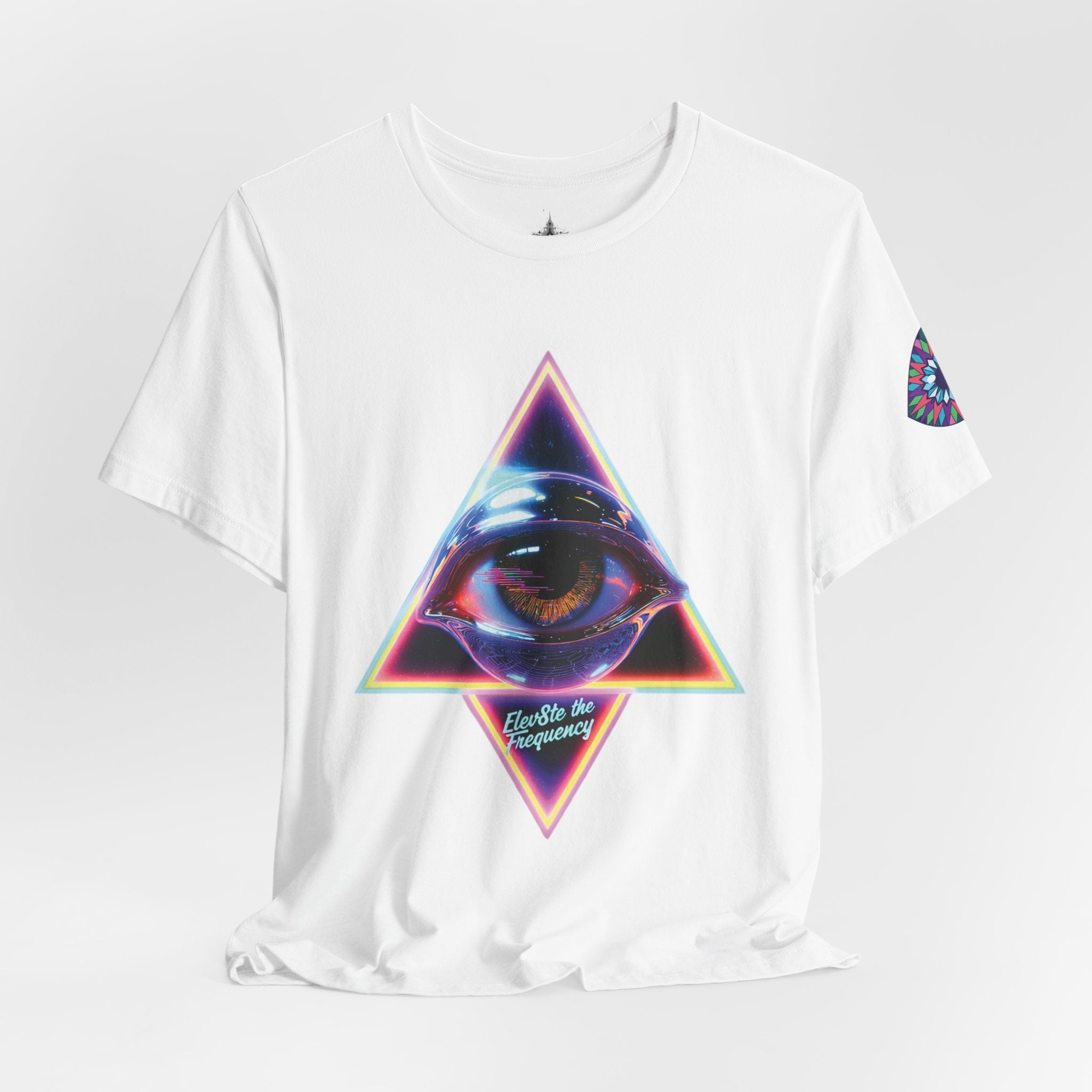 Eye Triangle Graphic Tee — "Elevated Living" Vaporwave T-Shirt