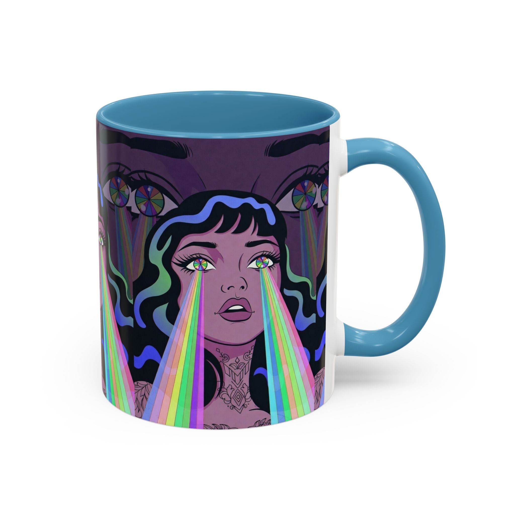 Kaleidoscope Eyes Accent Coffee Mug — Girl Illustration (11/15oz)