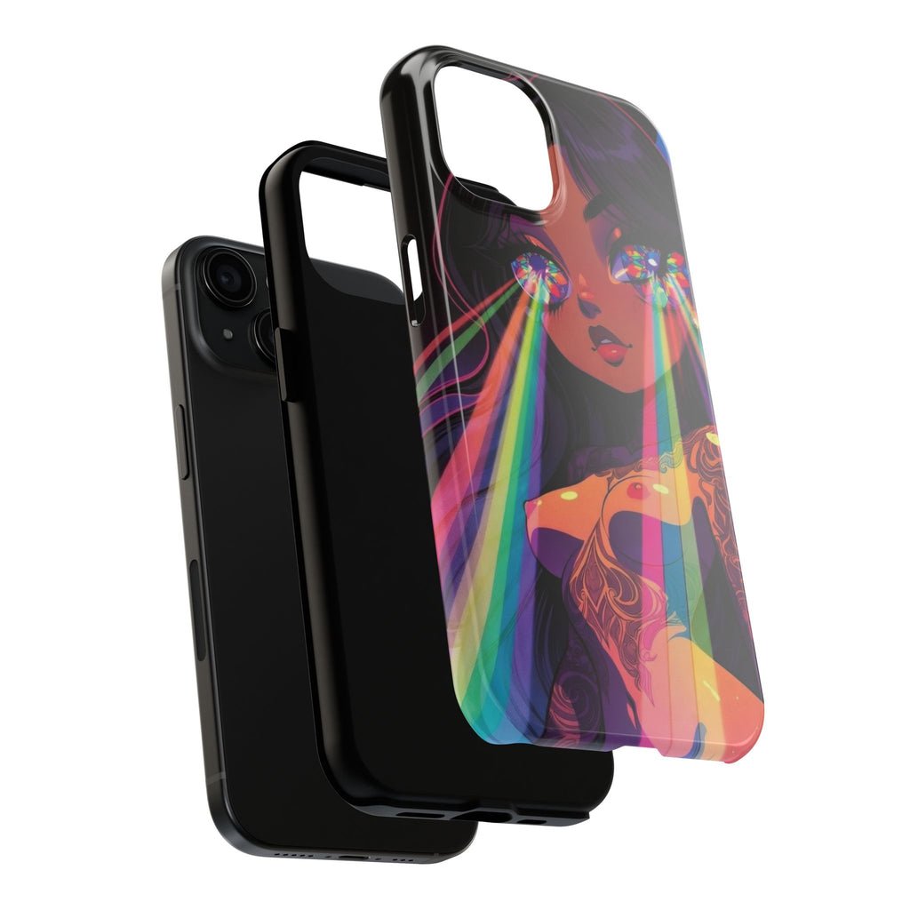 Psychedelic Rainbow Gaze Phone Case | Neon Portrait, Vaporwave Art