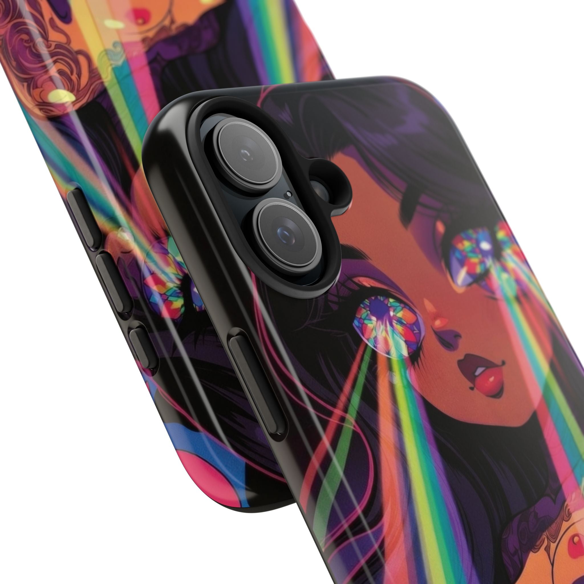 Psychedelic Rainbow Gaze Phone Case | Neon Portrait, Vaporwave Art