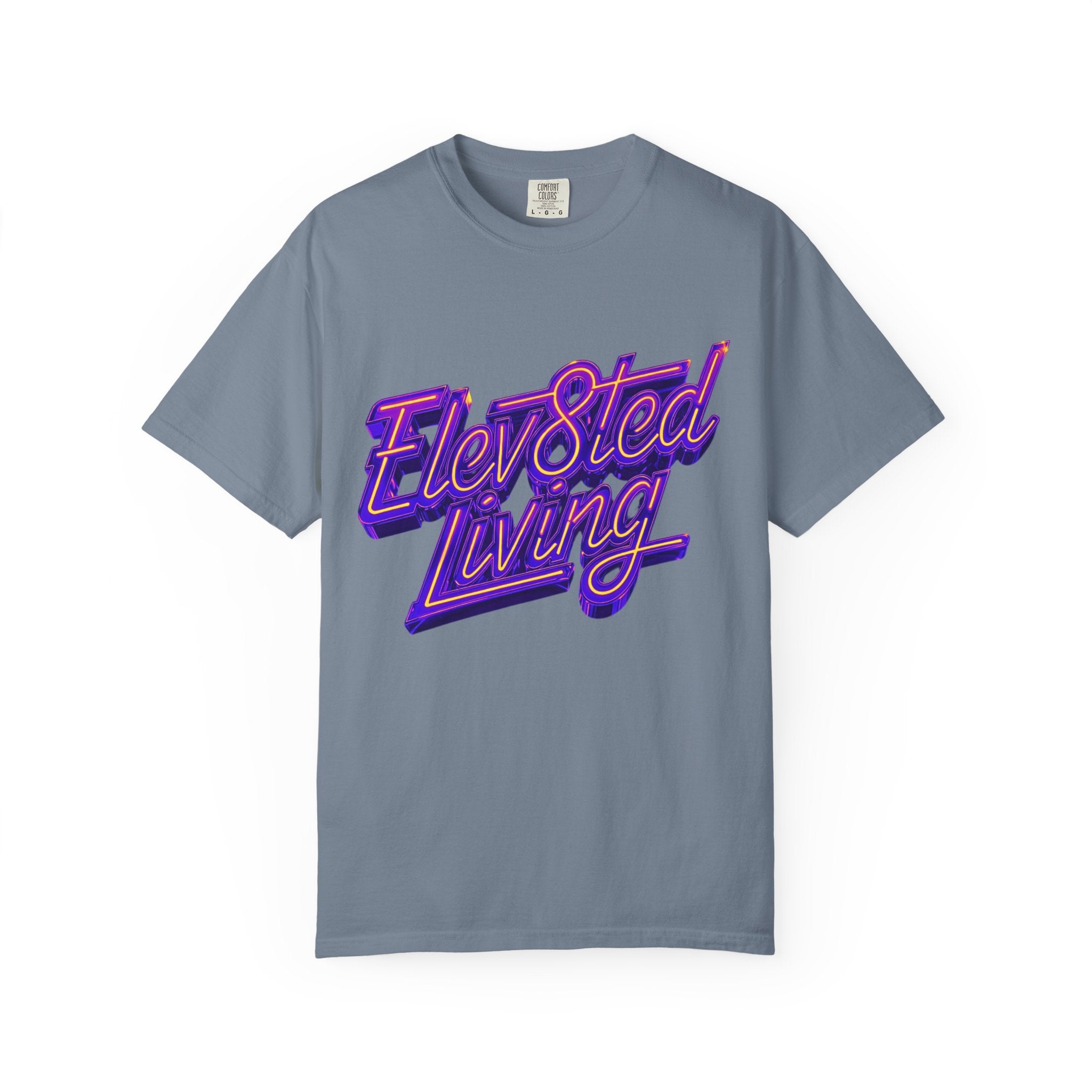 Elev8ted Living Neon Tee — Purple & Yellow Garment-Dyed T-Shirt