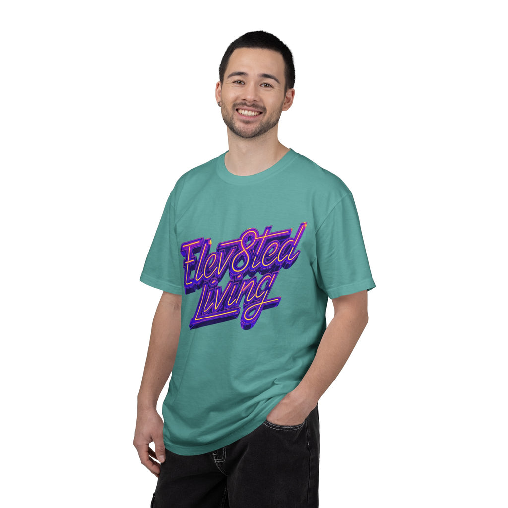 Elev8ted Living Neon Tee — Purple & Yellow Garment-Dyed T-Shirt