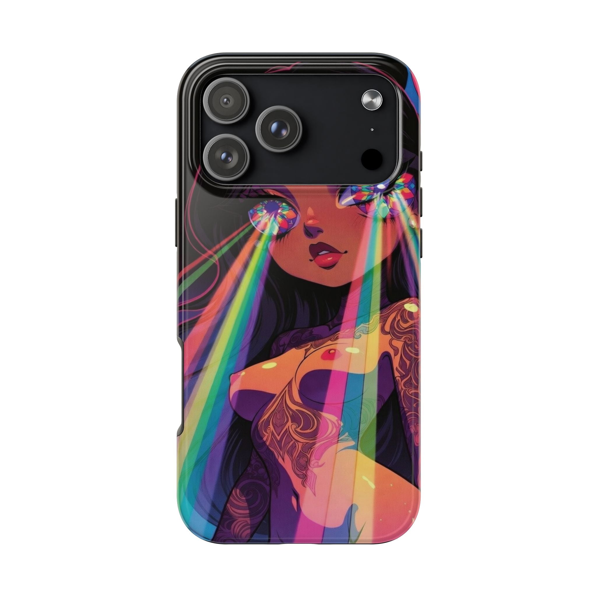 Psychedelic Rainbow Gaze Phone Case | Neon Portrait, Vaporwave Art