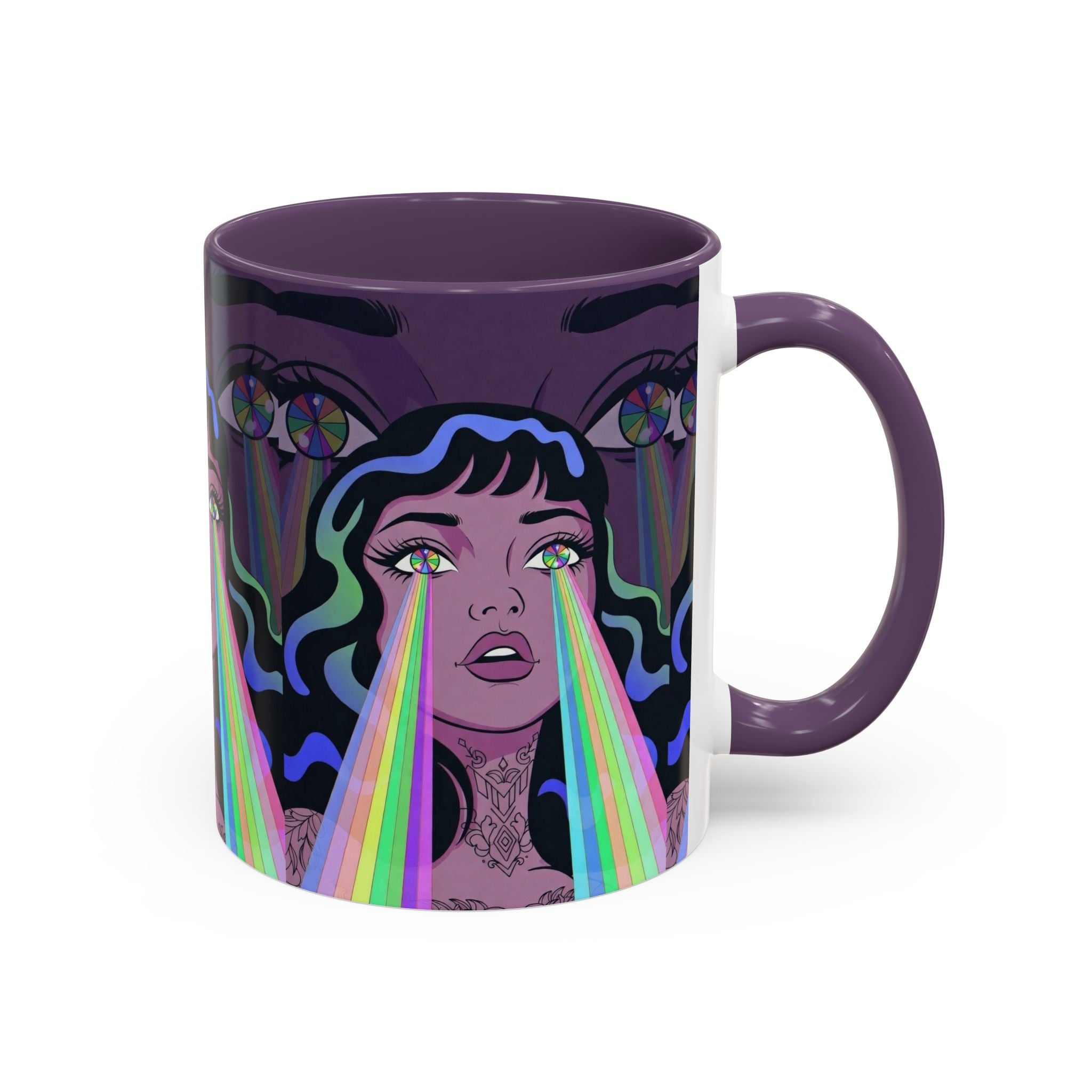 Kaleidoscope Eyes Accent Coffee Mug — Girl Illustration (11/15oz)