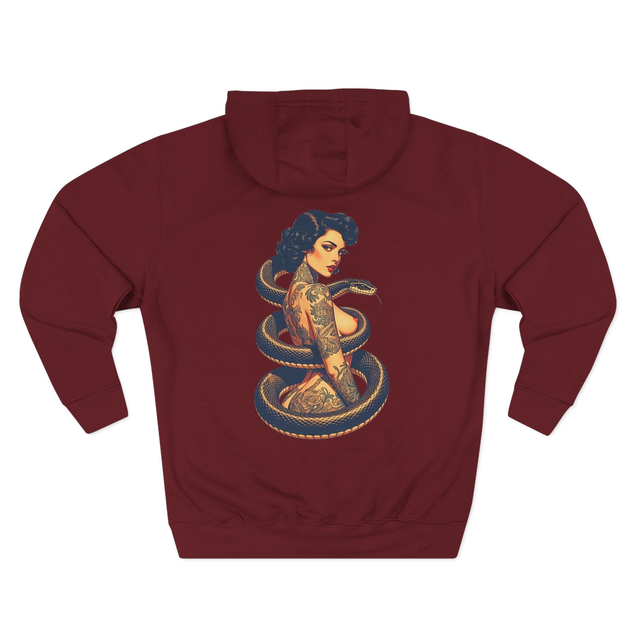 Elev8ted Living Tattoo Pin-Up Hoodie — Snake & Gothic Script