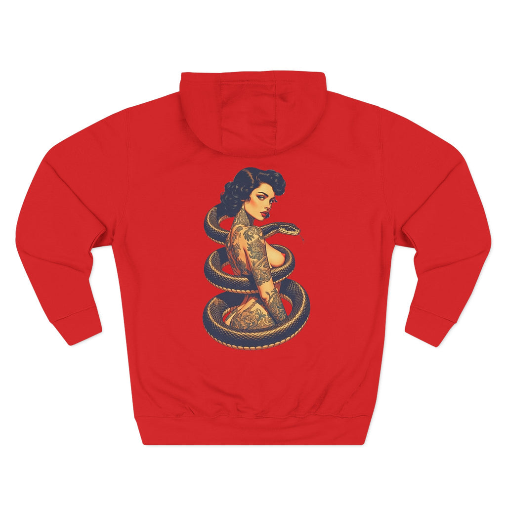 Elev8ted Living Tattoo Pin-Up Hoodie — Snake & Gothic Script