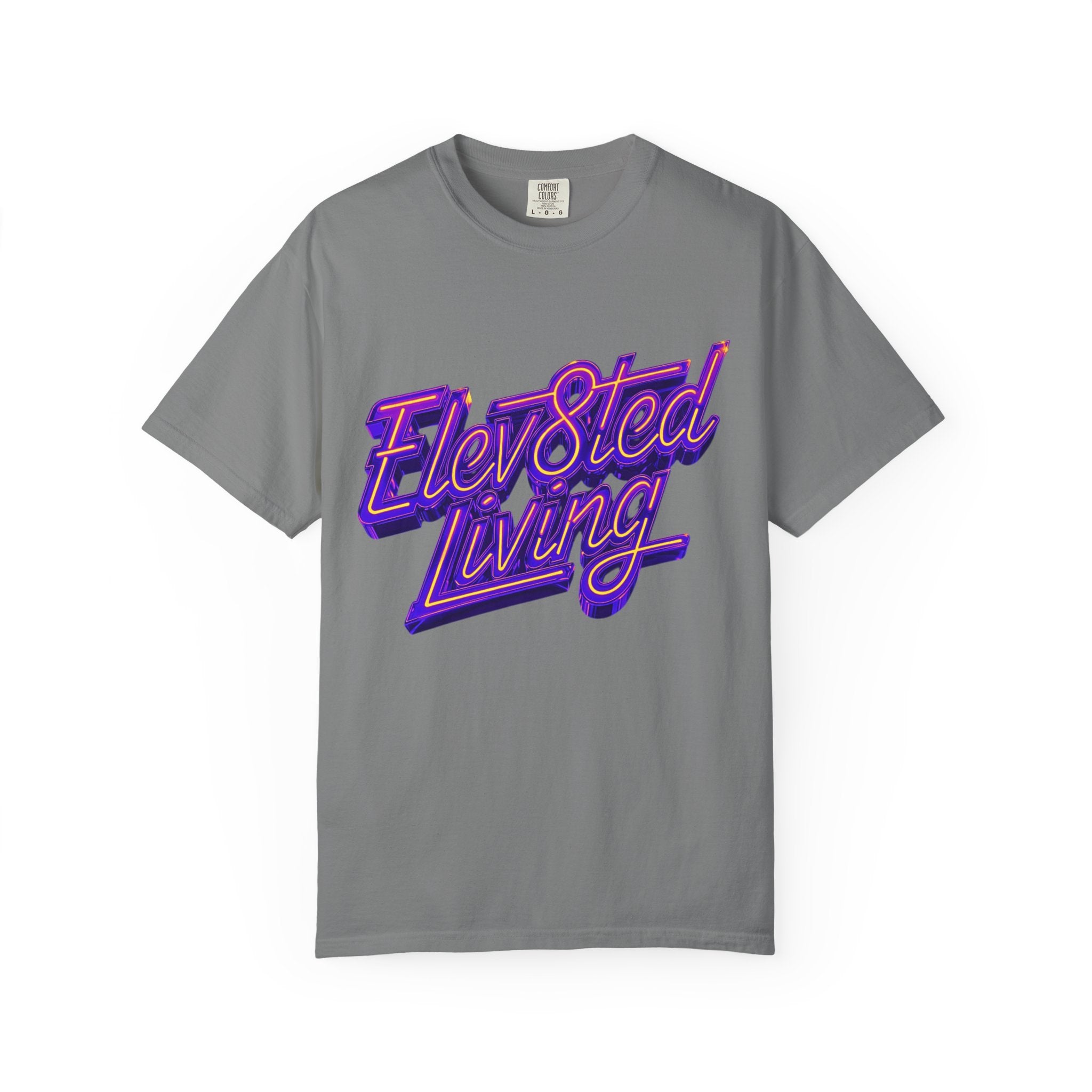 Elev8ted Living Neon Tee — Purple & Yellow Garment-Dyed T-Shirt