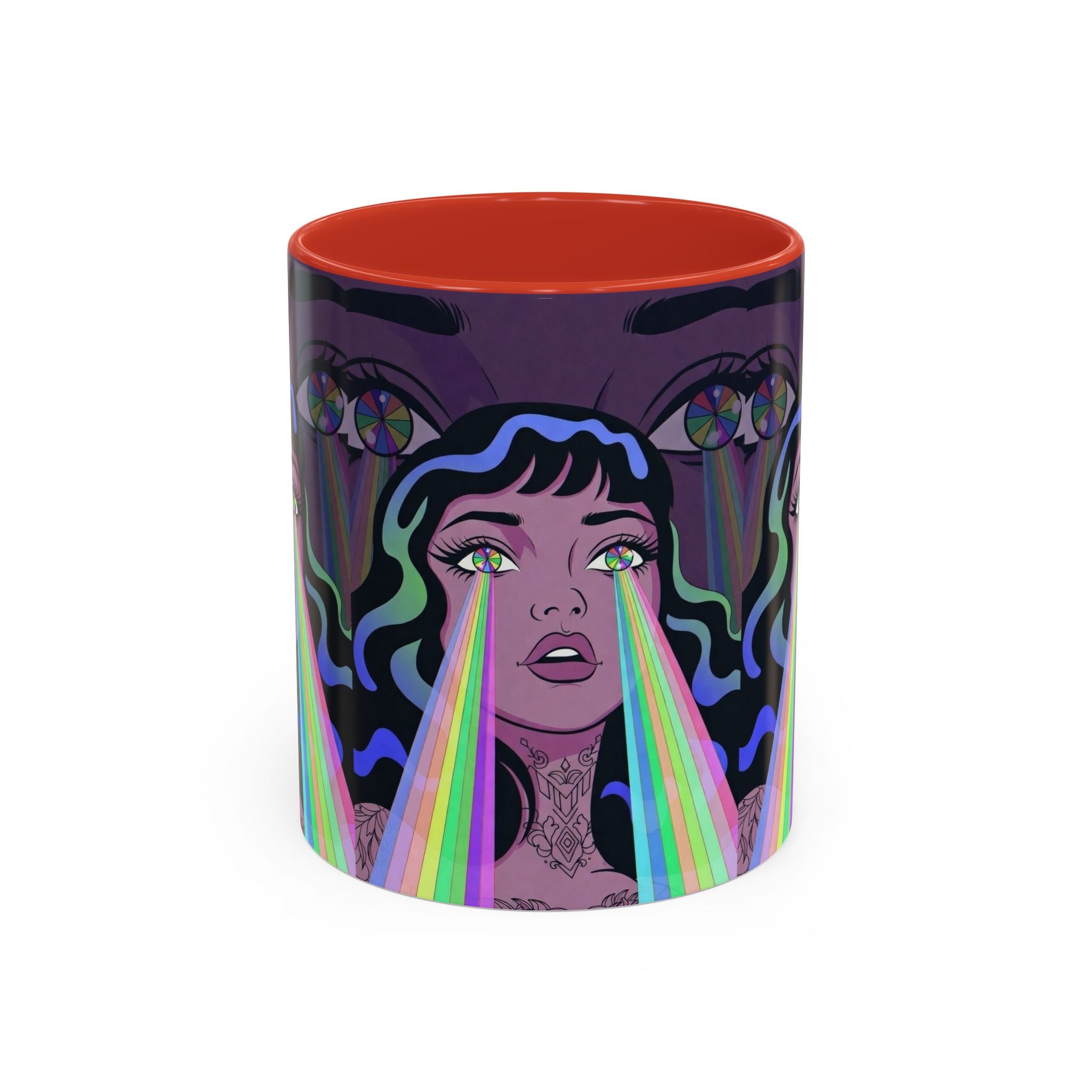 Kaleidoscope Eyes Accent Coffee Mug — Girl Illustration (11/15oz)