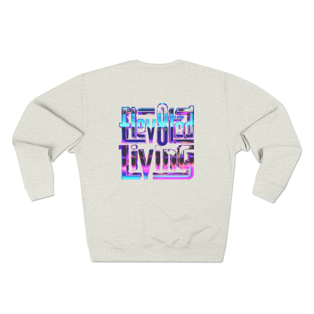 Elev8ted Living Crewneck Sweatshirt — Trippie Girl with Laser Rainbow Eyes
