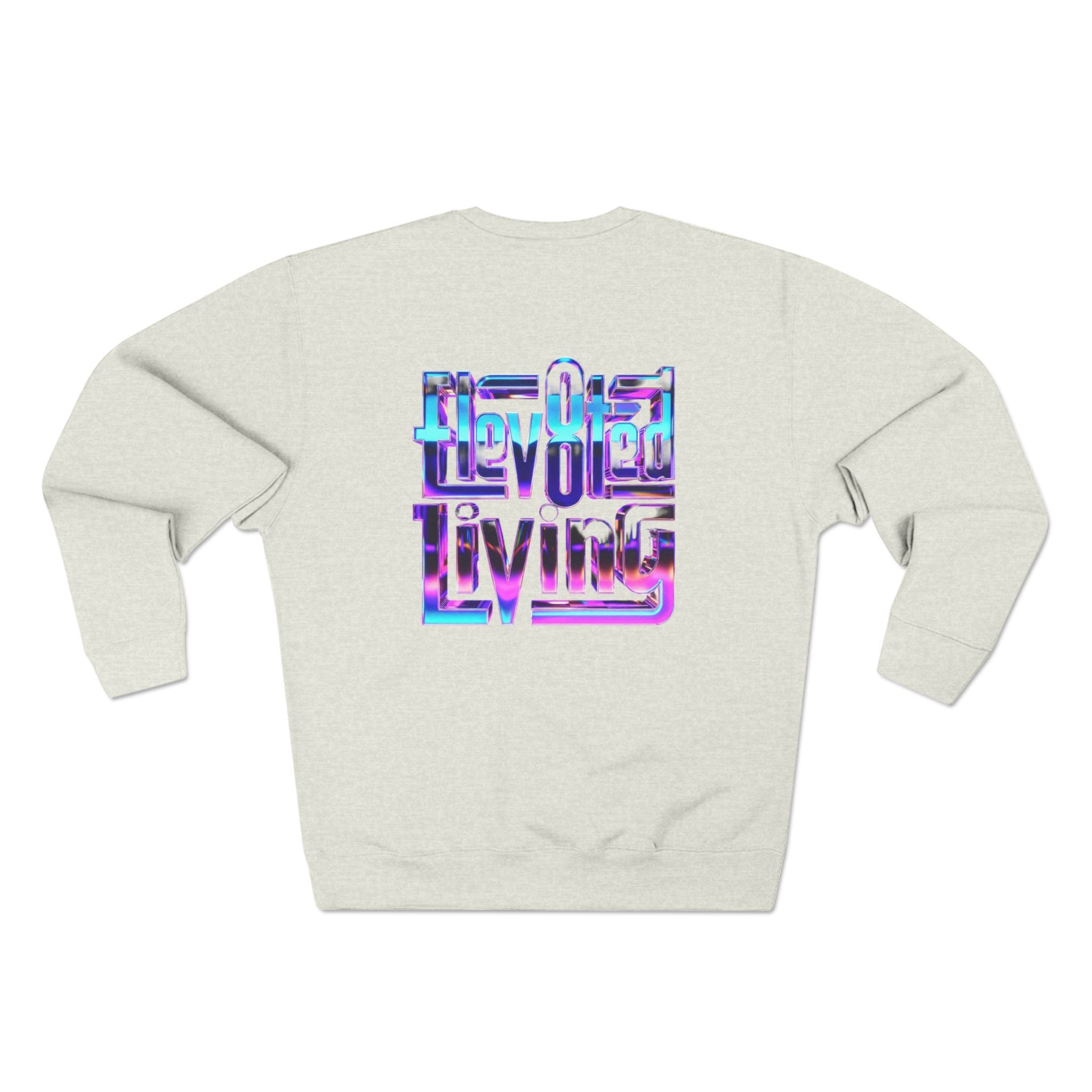 Elev8ted Living Crewneck Sweatshirt — Trippie Girl with Laser Rainbow Eyes