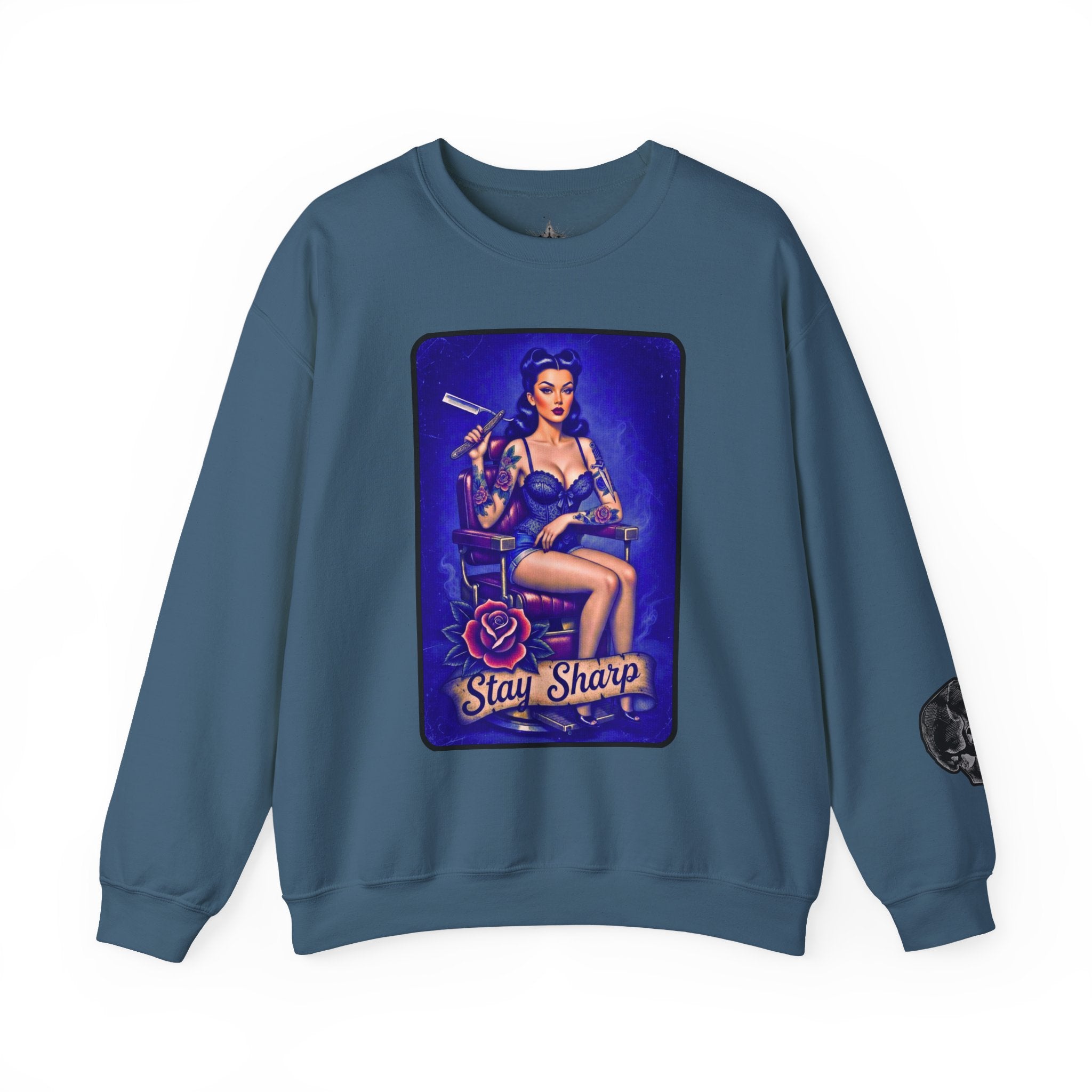 Stay Sharp Pinup Barber Crewneck Sweatshirt