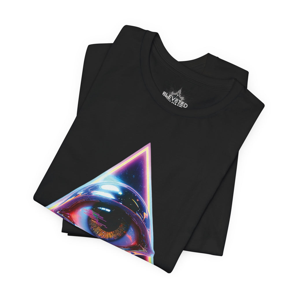Eye Triangle Graphic Tee — "Elevated Living" Vaporwave T-Shirt