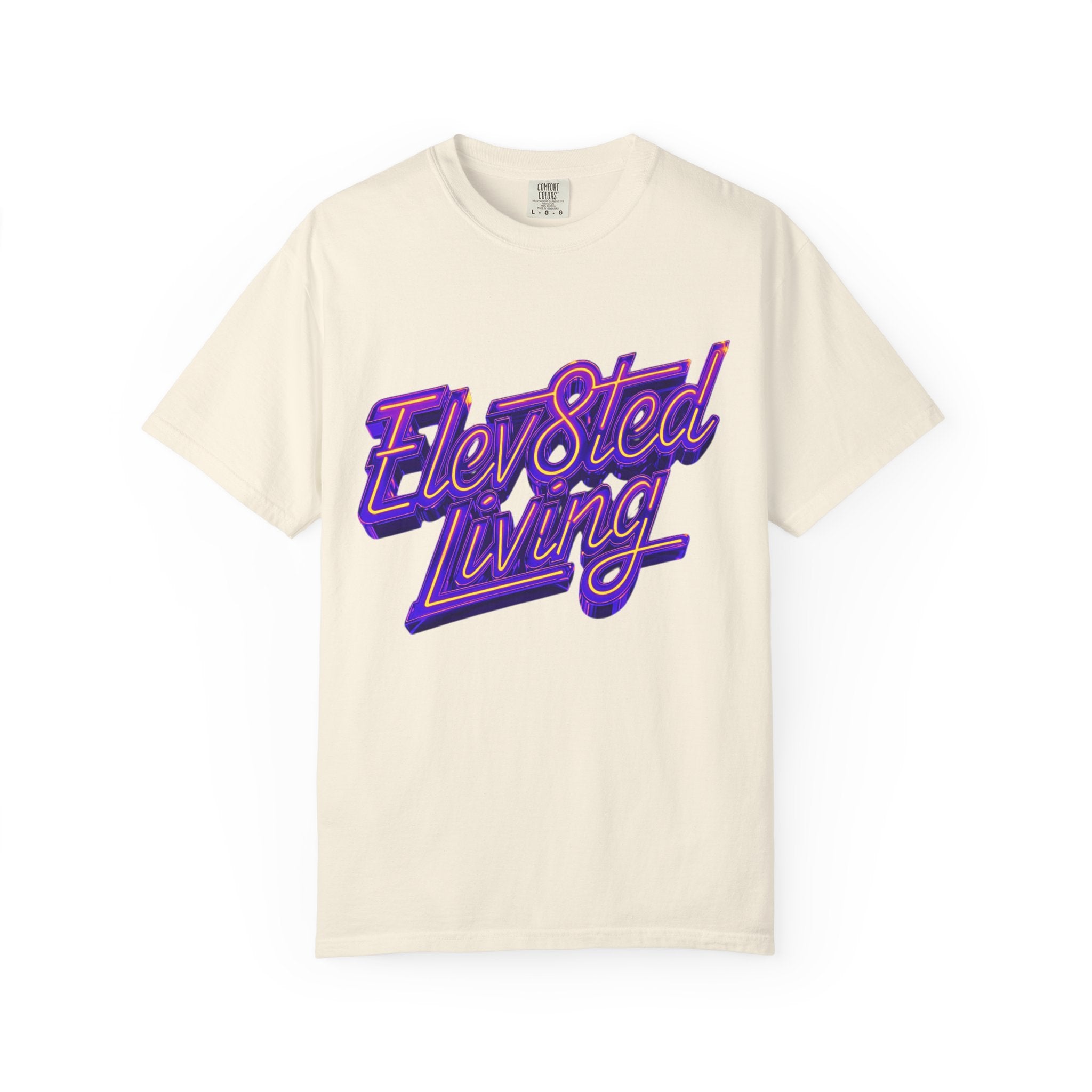 Elev8ted Living Neon Tee — Purple & Yellow Garment-Dyed T-Shirt