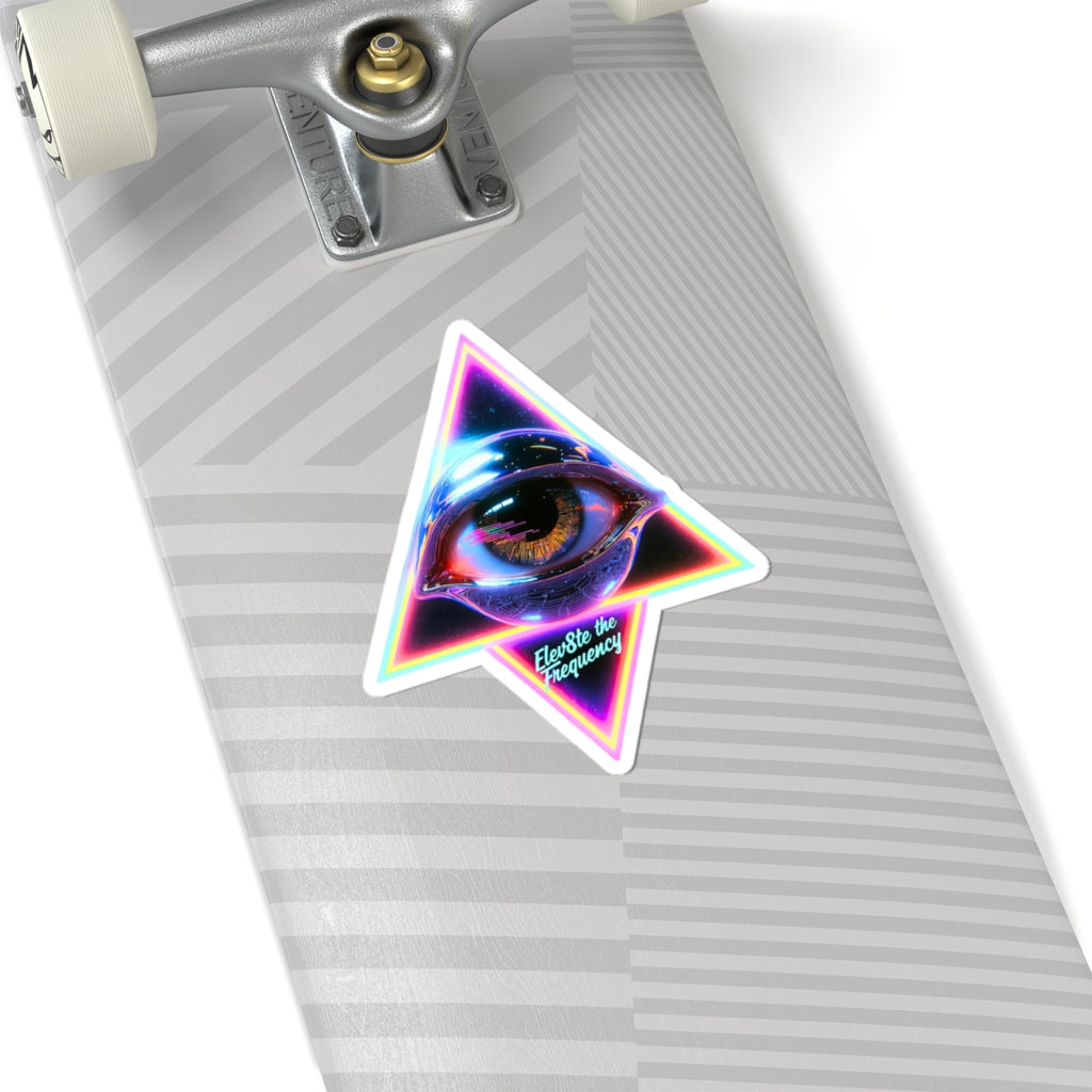 Elevate the Frequency All-Seeing Eye Neon Pyramid Sticker