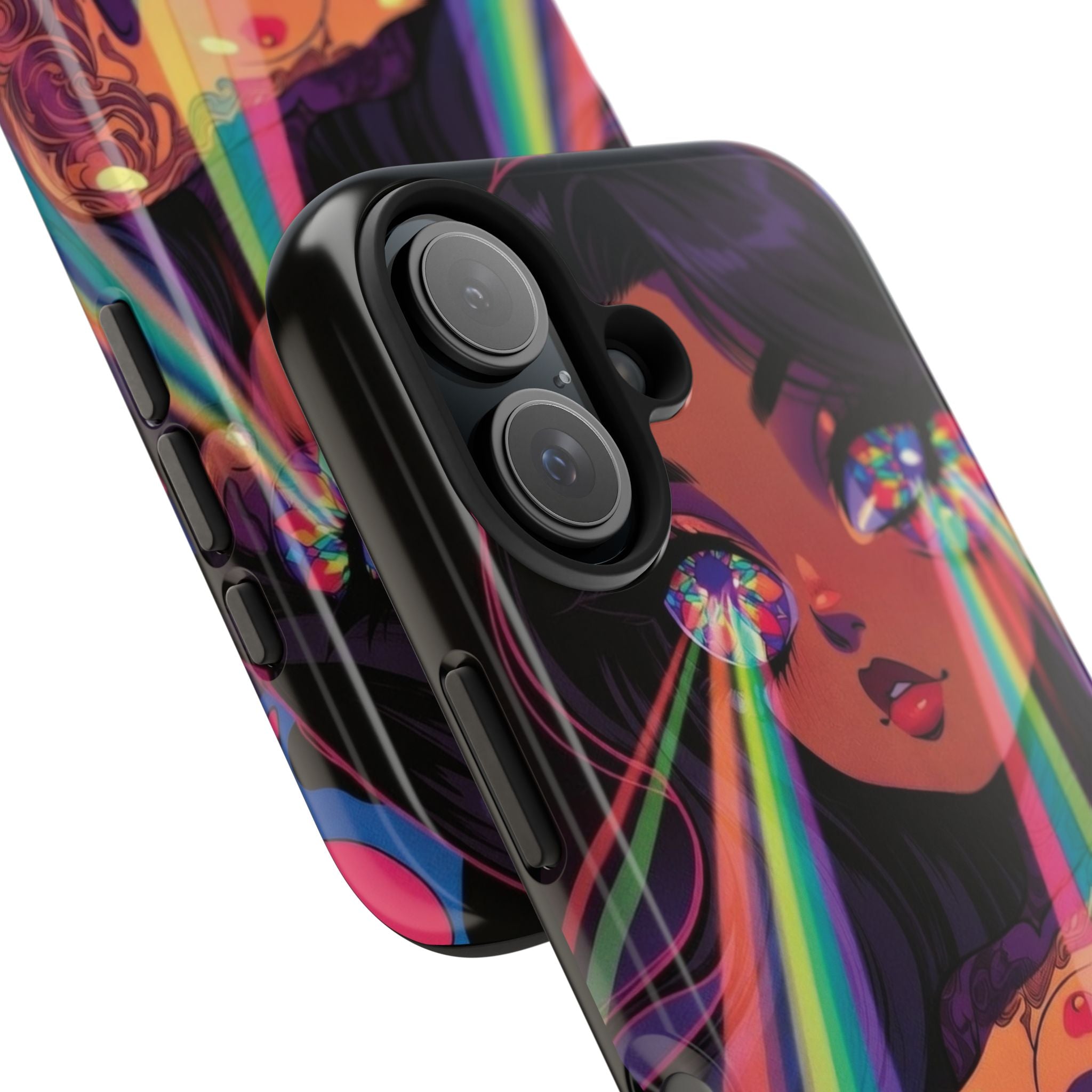 Psychedelic Rainbow Gaze Phone Case | Neon Portrait, Vaporwave Art
