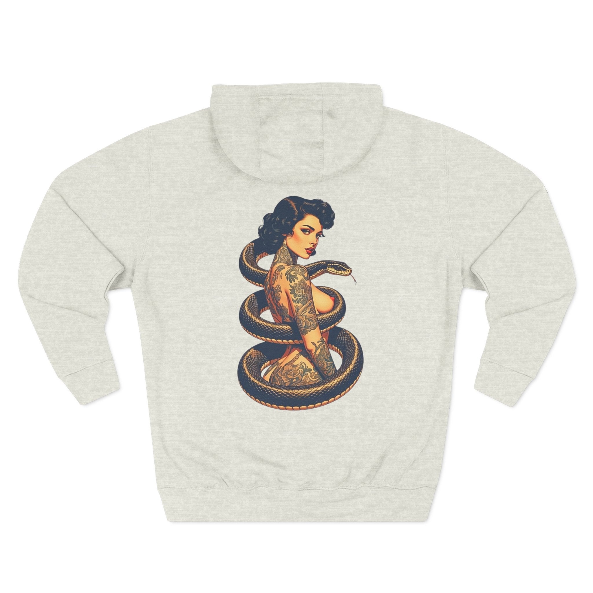 Elev8ted Living Tattoo Pin-Up Hoodie — Snake & Gothic Script