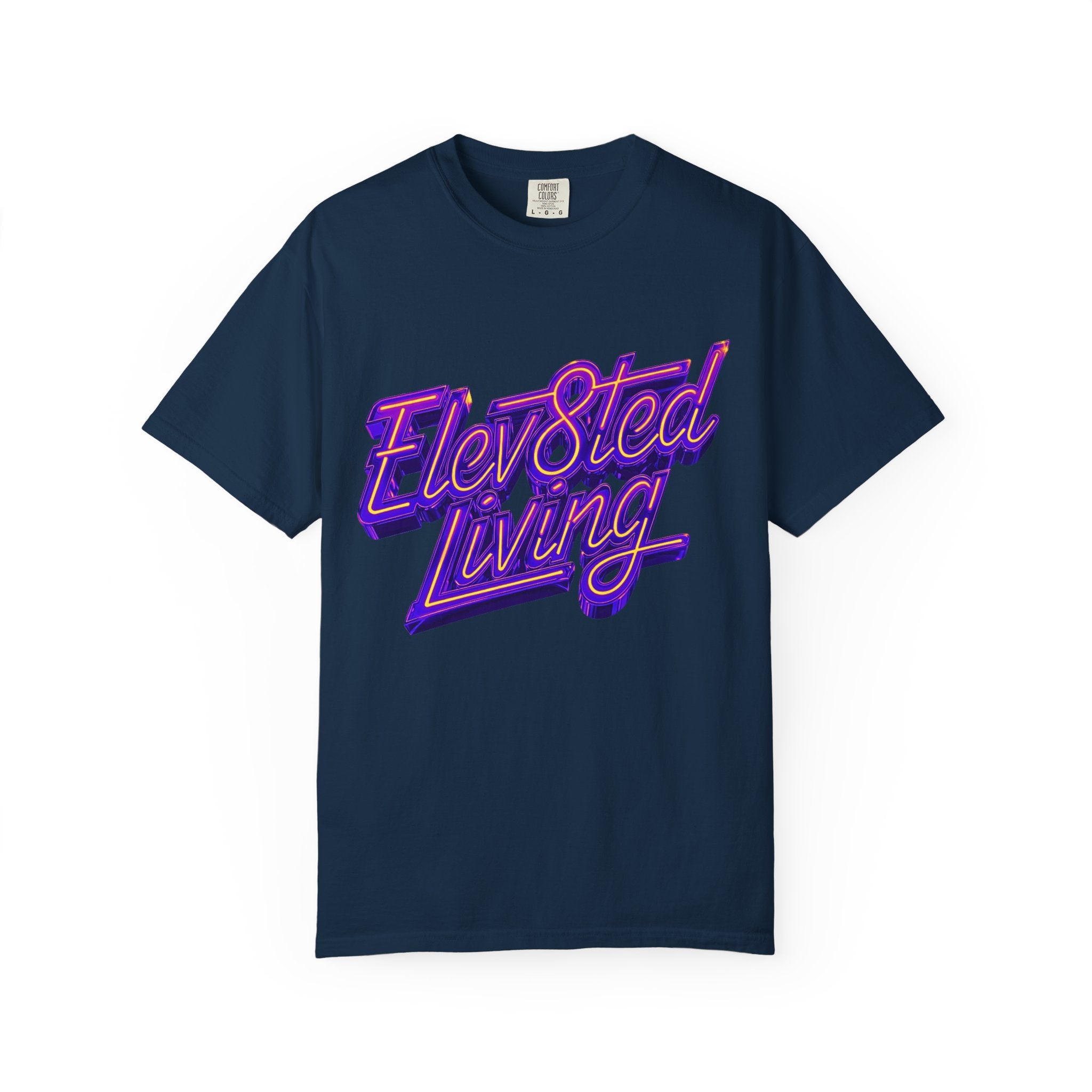 Elev8ted Living Neon Tee — Purple & Yellow Garment-Dyed T-Shirt