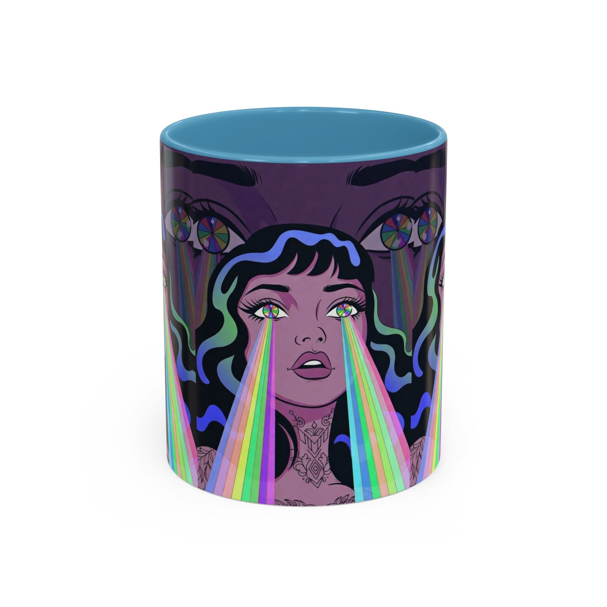 Kaleidoscope Eyes Accent Coffee Mug — Girl Illustration (11/15oz)