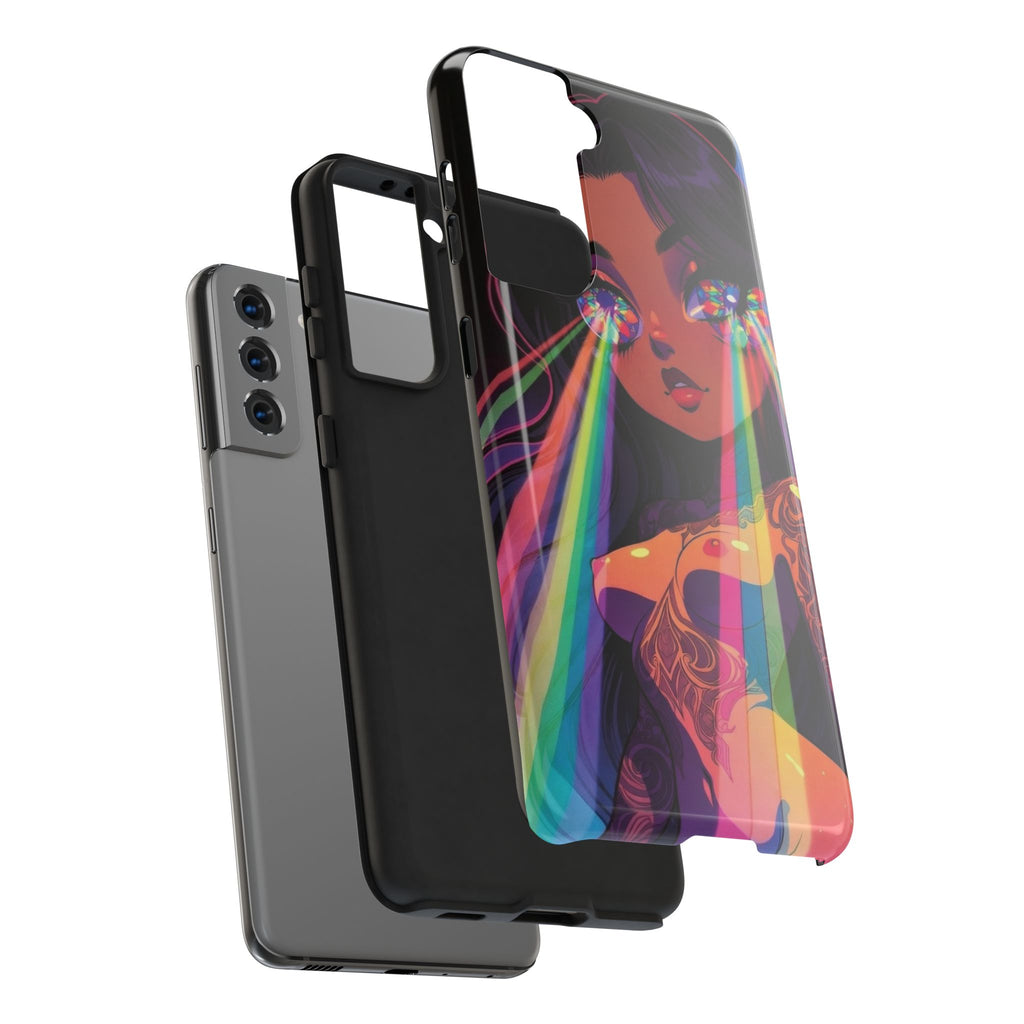 Psychedelic Rainbow Gaze Phone Case | Neon Portrait, Vaporwave Art
