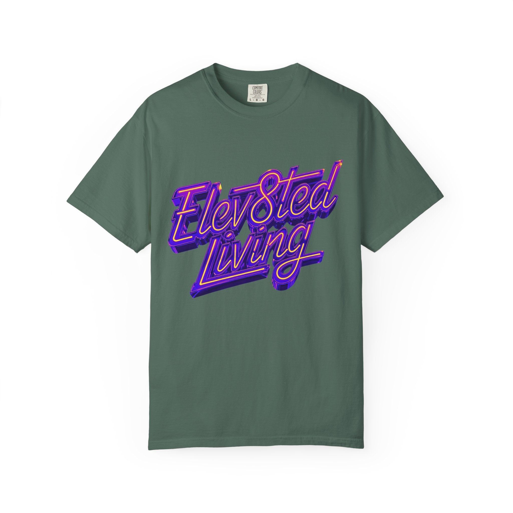 Elev8ted Living Neon Tee — Purple & Yellow Garment-Dyed T-Shirt