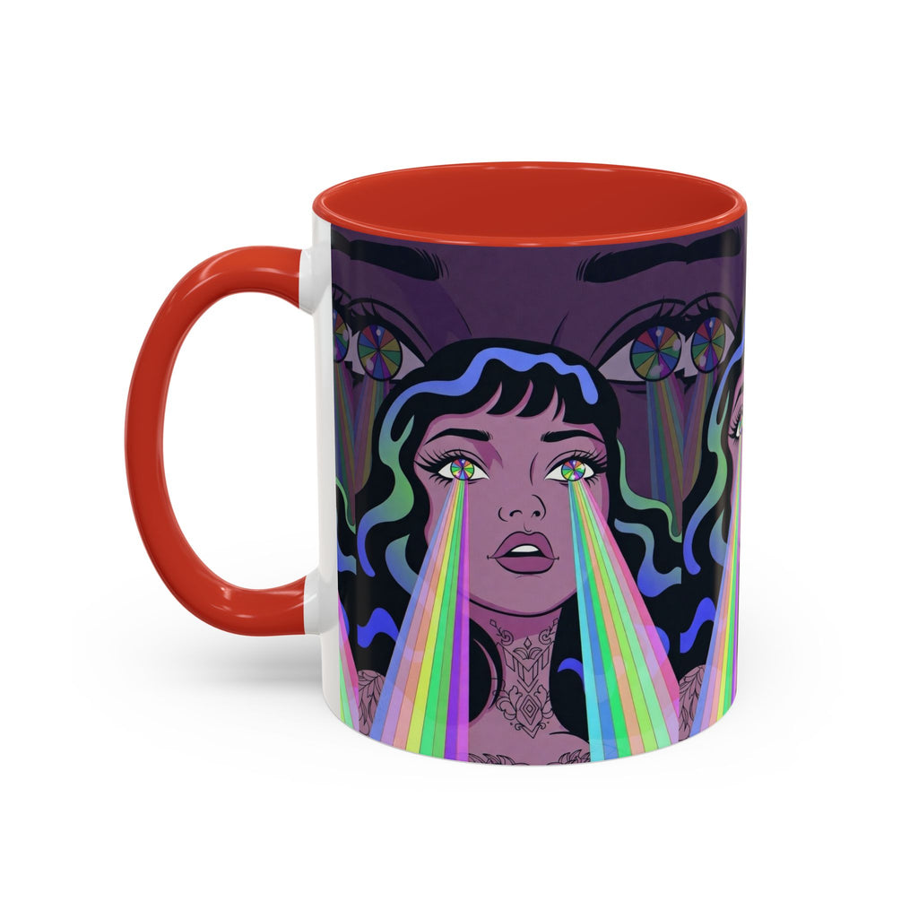 Kaleidoscope Eyes Accent Coffee Mug — Girl Illustration (11/15oz)