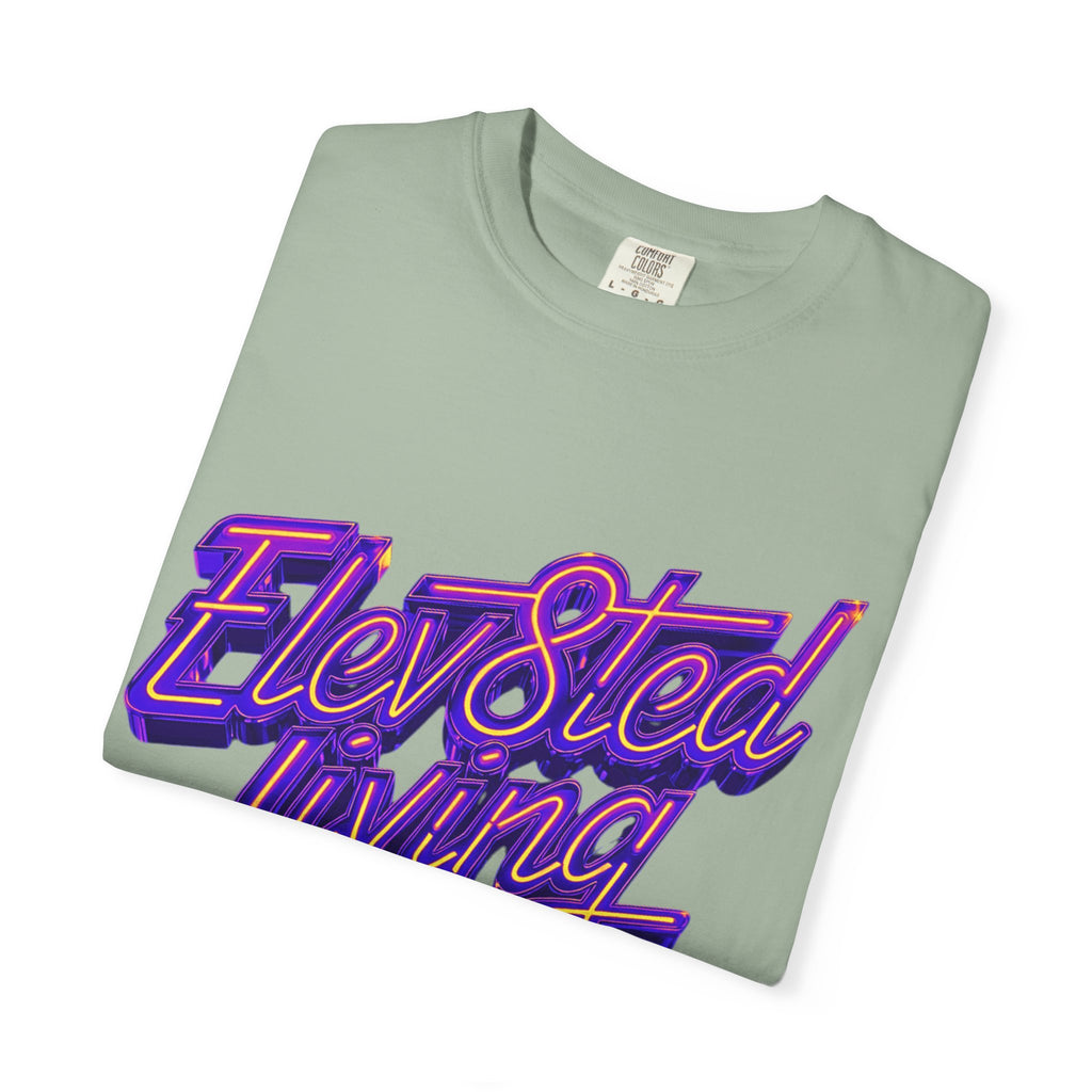 Elev8ted Living Neon Tee — Purple & Yellow Garment-Dyed T-Shirt