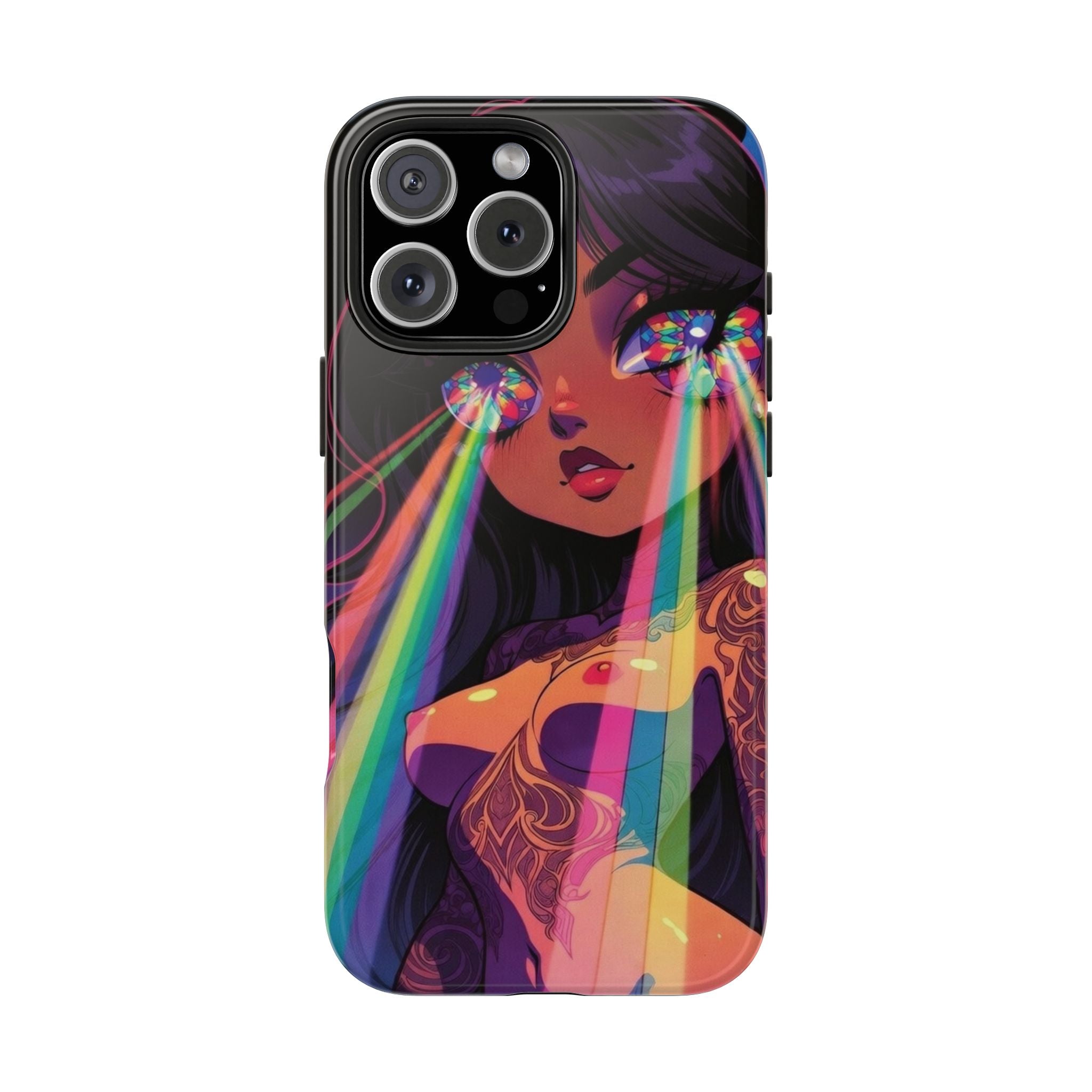 Psychedelic Rainbow Gaze Phone Case | Neon Portrait, Vaporwave Art