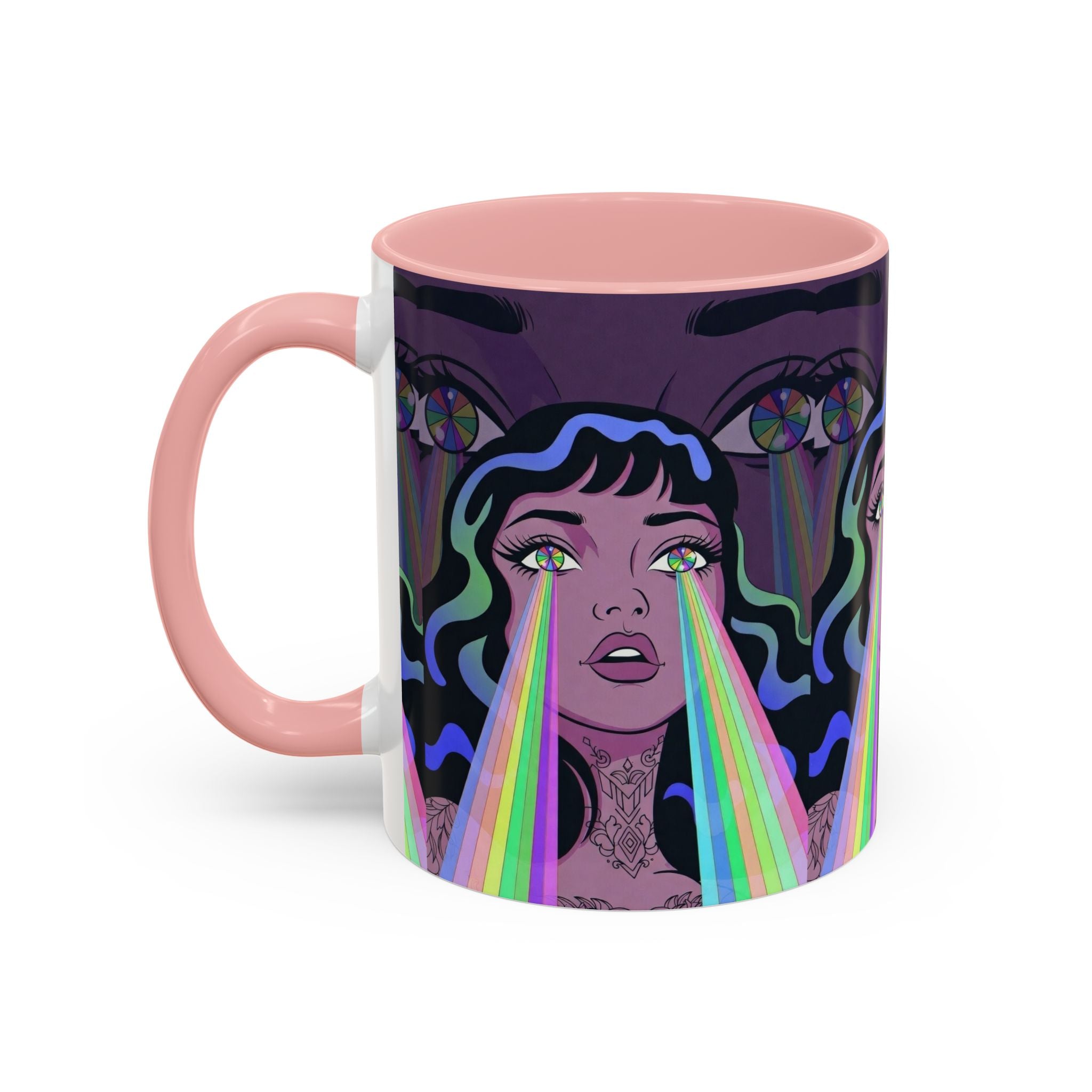 Kaleidoscope Eyes Accent Coffee Mug — Girl Illustration (11/15oz)