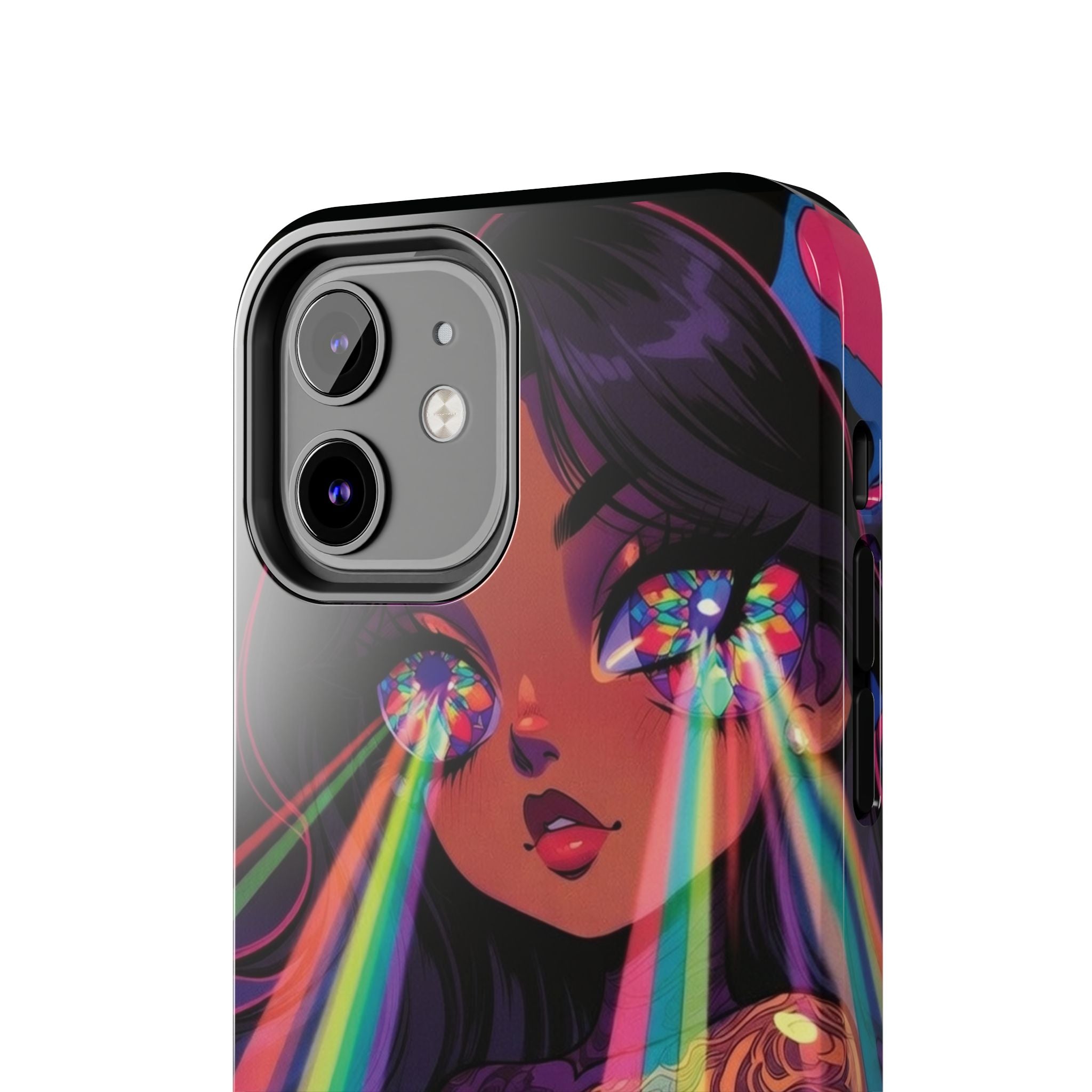 Psychedelic Rainbow Gaze Phone Case | Neon Portrait, Vaporwave Art