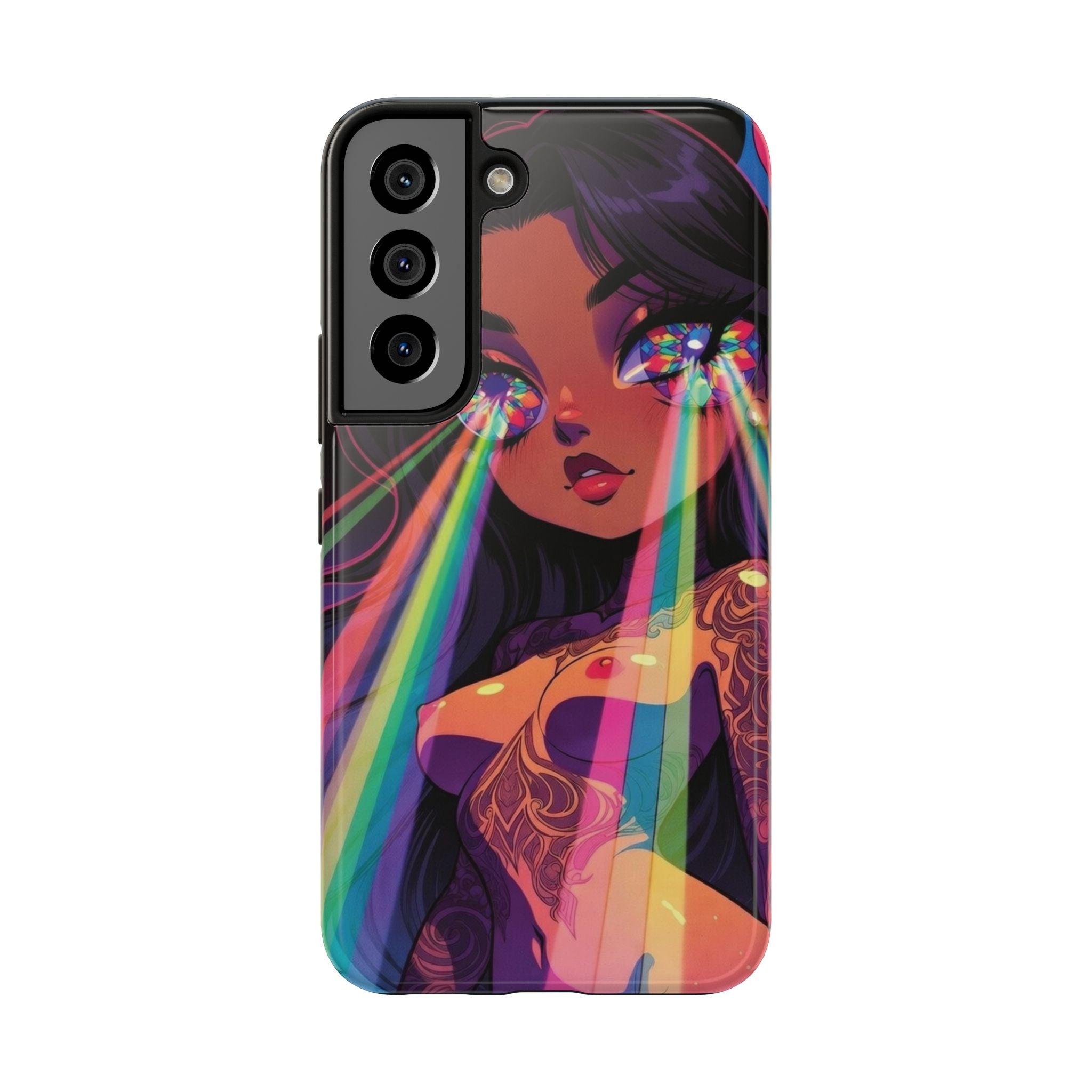 Psychedelic Rainbow Gaze Phone Case | Neon Portrait, Vaporwave Art