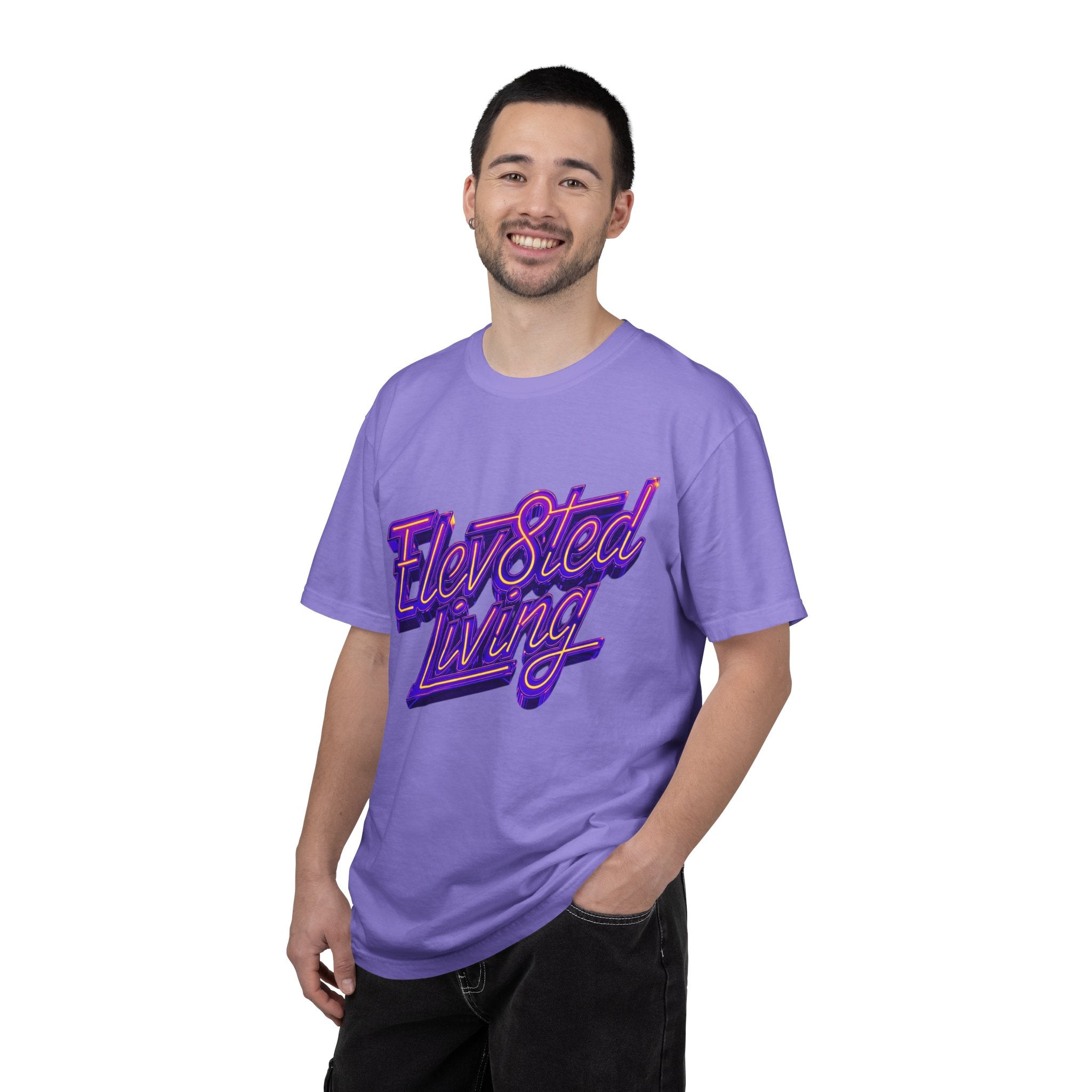 Elev8ted Living Neon Tee — Purple & Yellow Garment-Dyed T-Shirt