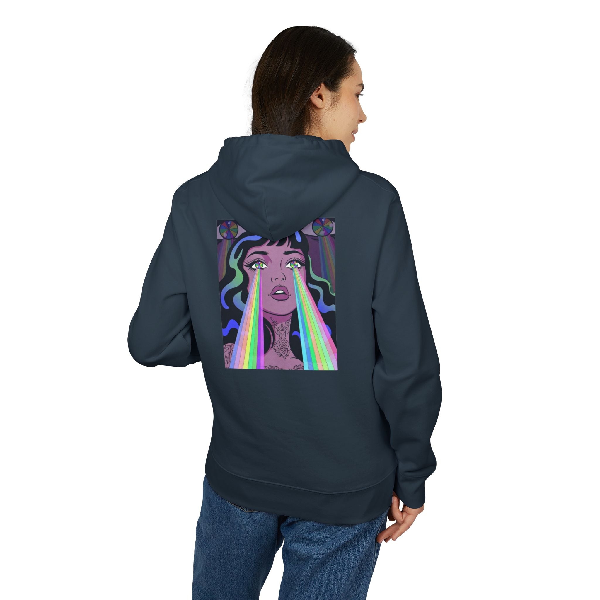 Psychedelic All‑Seeing Eye & Kaleidoscope Girl Hoodie —