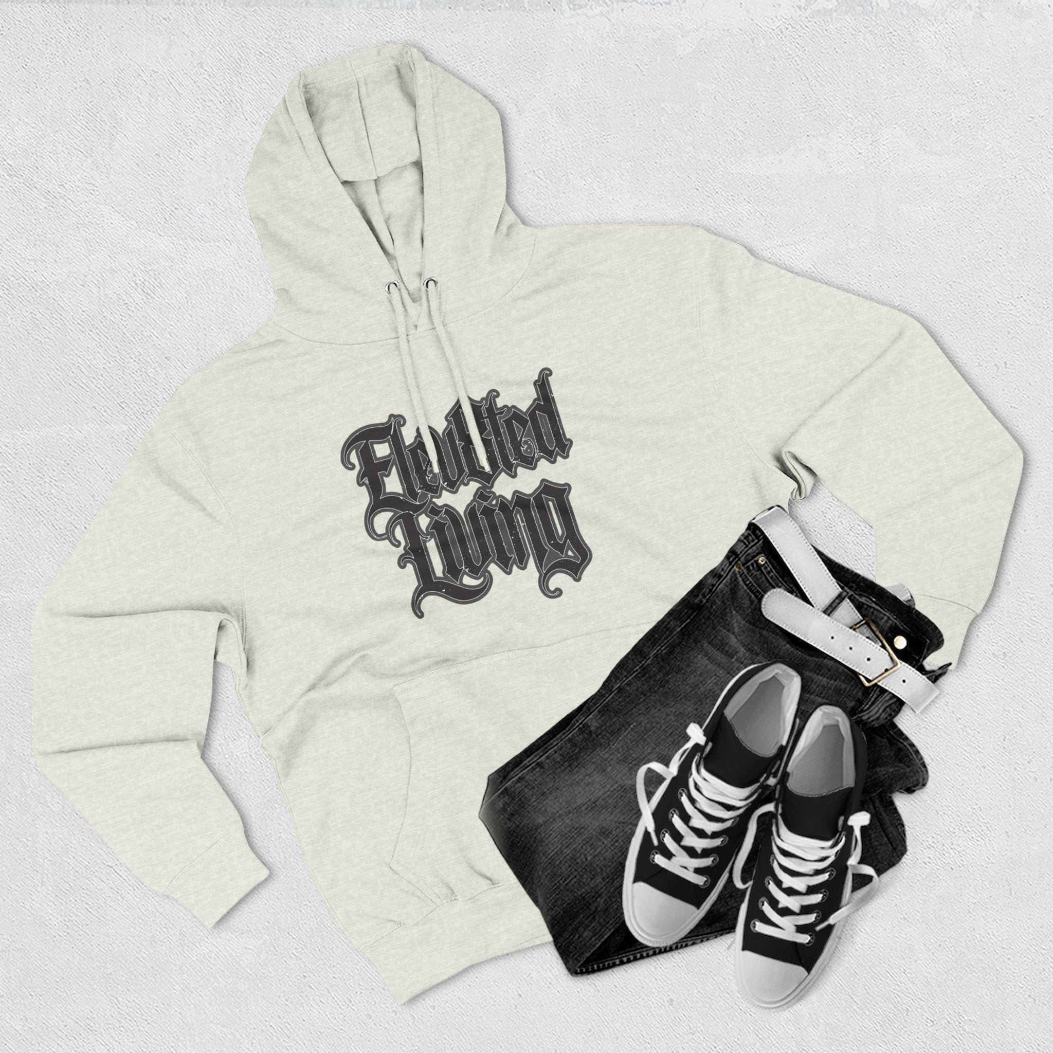 Elev8ted Living Tattoo Pin-Up Hoodie — Snake & Gothic Script
