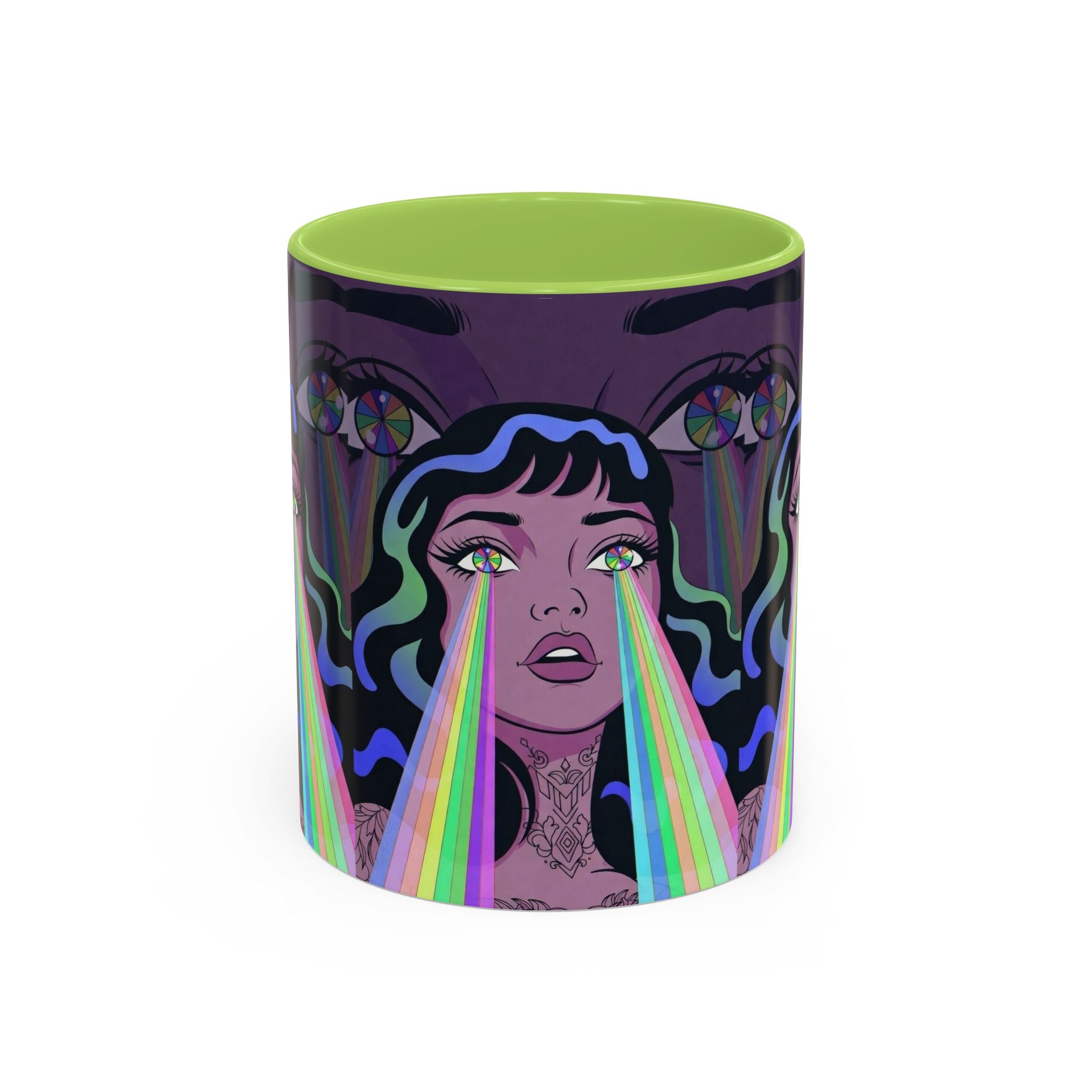 Kaleidoscope Eyes Accent Coffee Mug — Girl Illustration (11/15oz)
