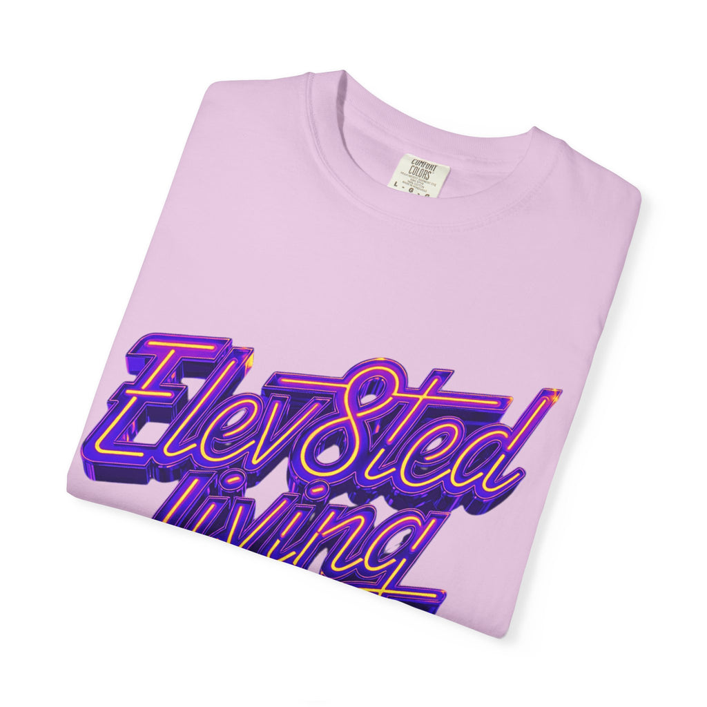 Elev8ted Living Neon Tee — Purple & Yellow Garment-Dyed T-Shirt