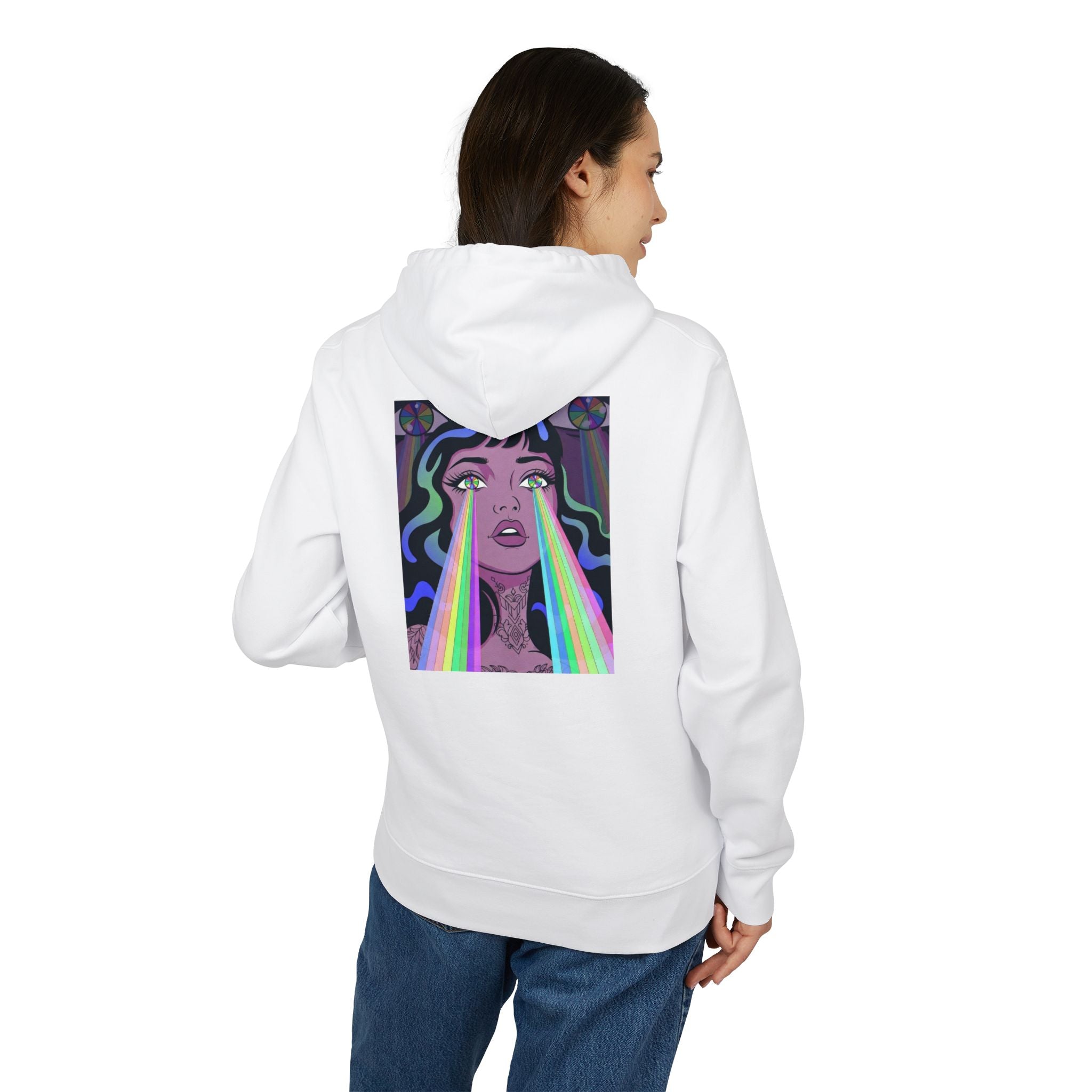Psychedelic All‑Seeing Eye & Kaleidoscope Girl Hoodie —