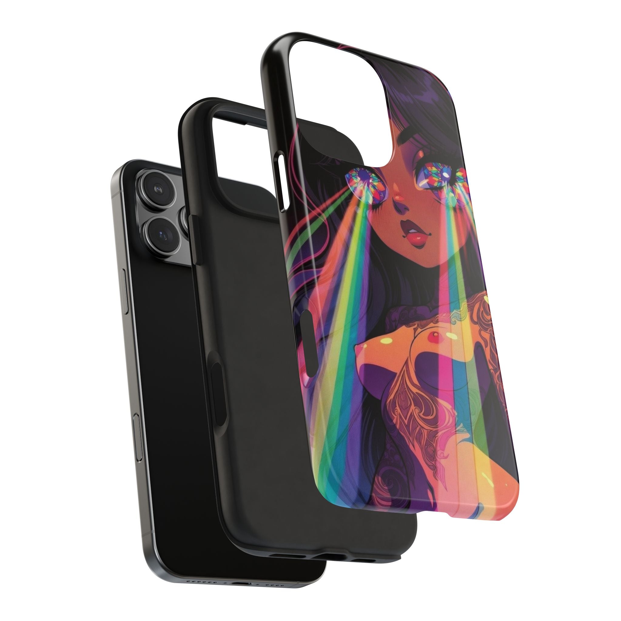 Psychedelic Rainbow Gaze Phone Case | Neon Portrait, Vaporwave Art