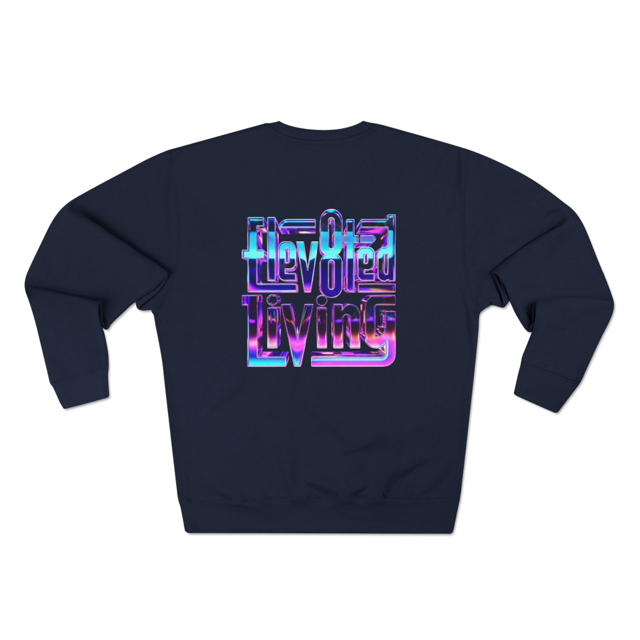 Elev8ted Living Crewneck Sweatshirt — Trippie Girl with Laser Rainbow Eyes