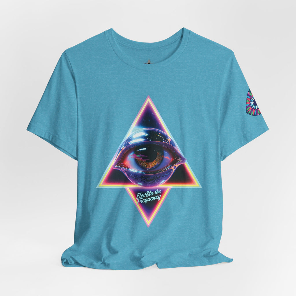 Eye Triangle Graphic Tee — "Elevated Living" Vaporwave T-Shirt