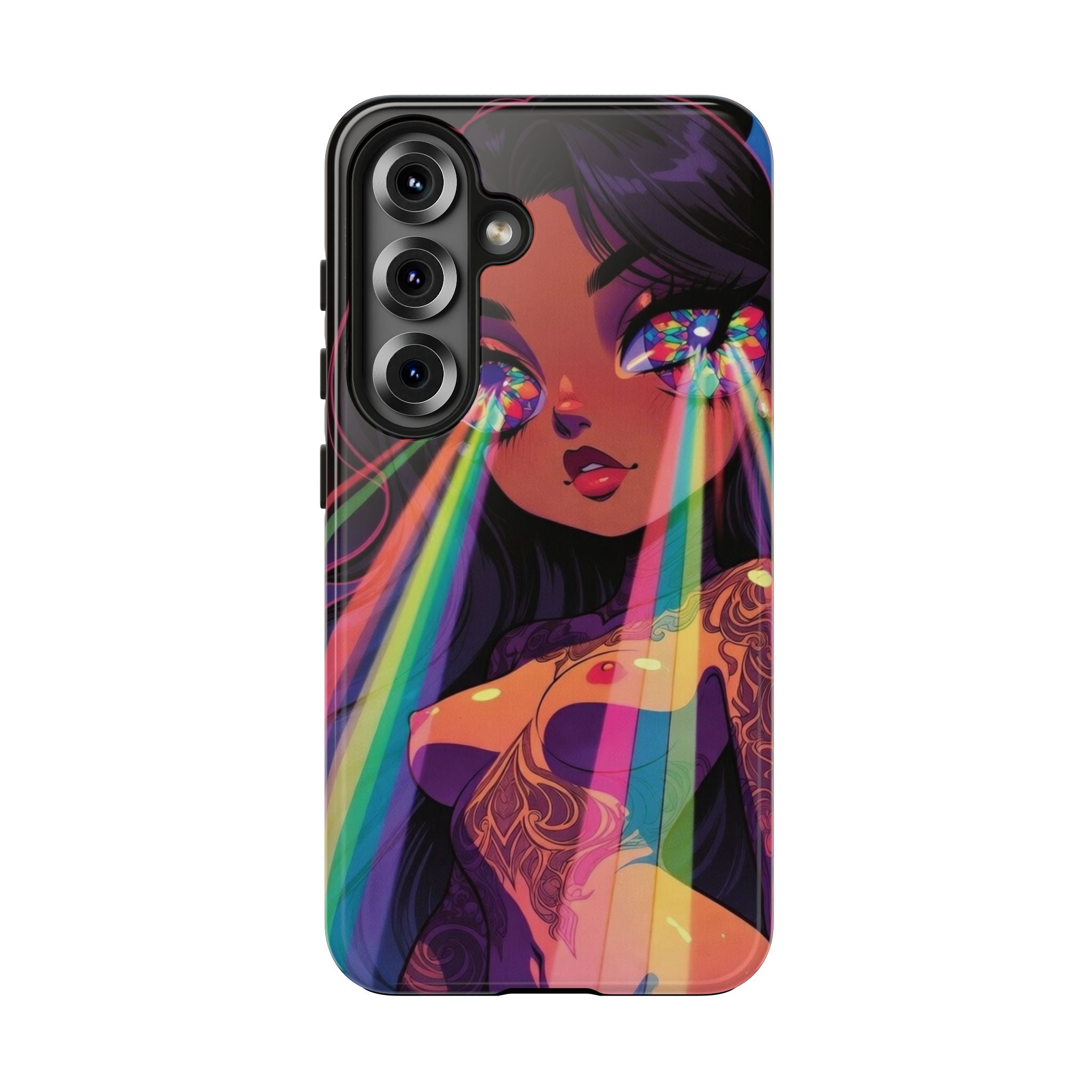 Psychedelic Rainbow Gaze Phone Case | Neon Portrait, Vaporwave Art