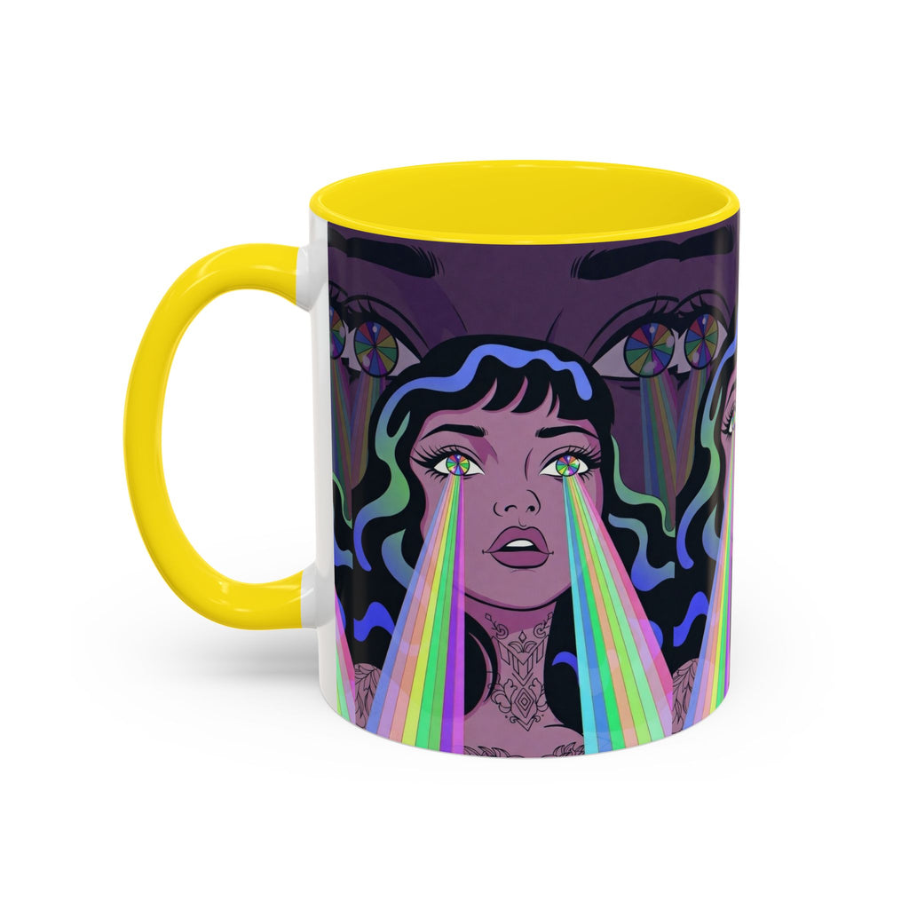 Kaleidoscope Eyes Accent Coffee Mug — Girl Illustration (11/15oz)