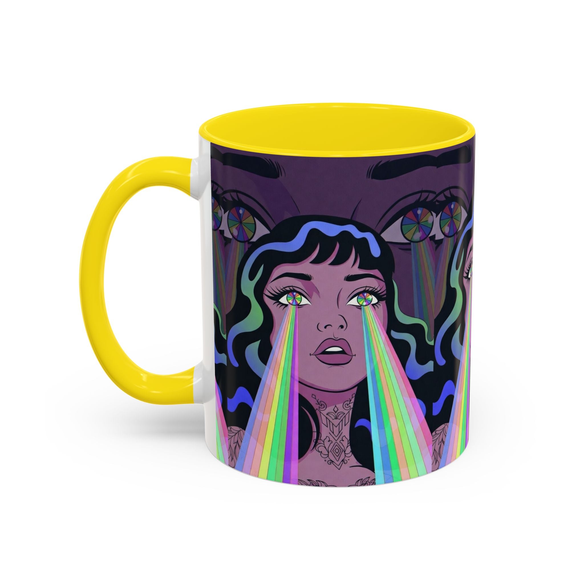 Kaleidoscope Eyes Accent Coffee Mug — Girl Illustration (11/15oz)