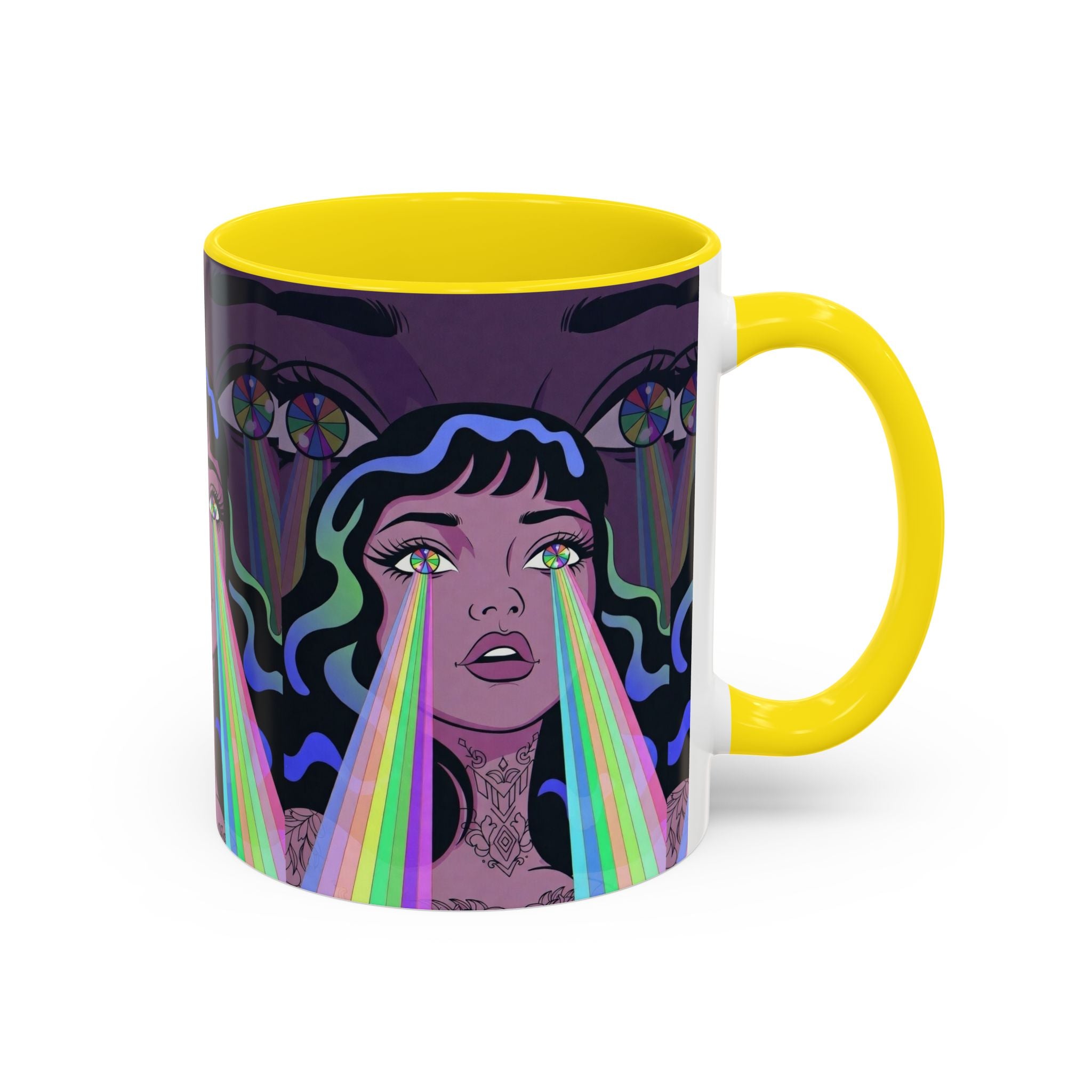 Kaleidoscope Eyes Accent Coffee Mug — Girl Illustration (11/15oz)
